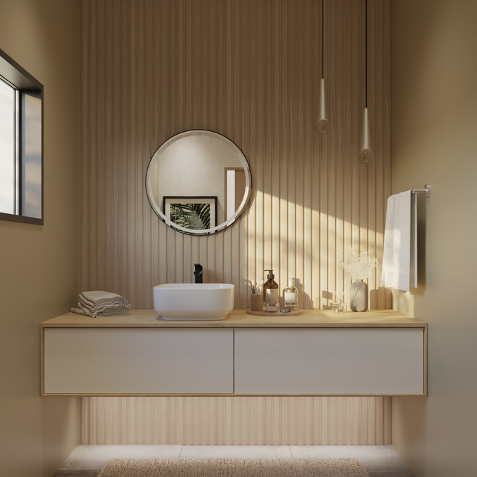Baño con revestimiento de PVC. 