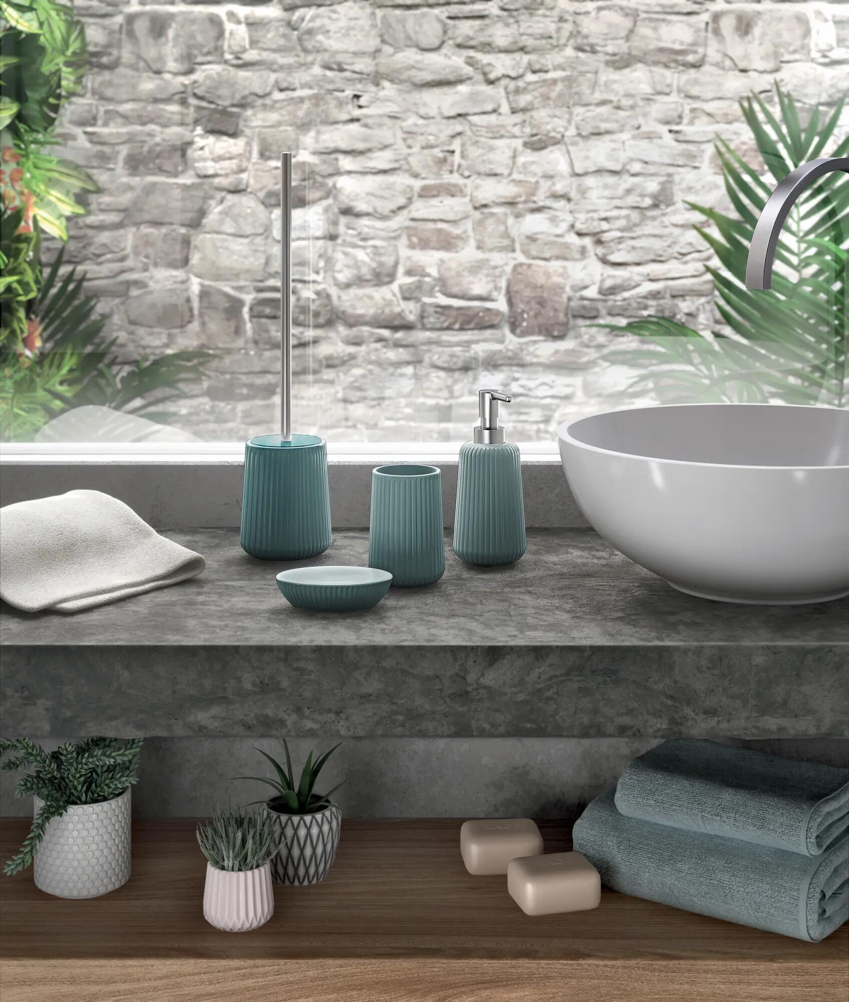 Portascopino marica H 45 cm in ceramica blu - 2