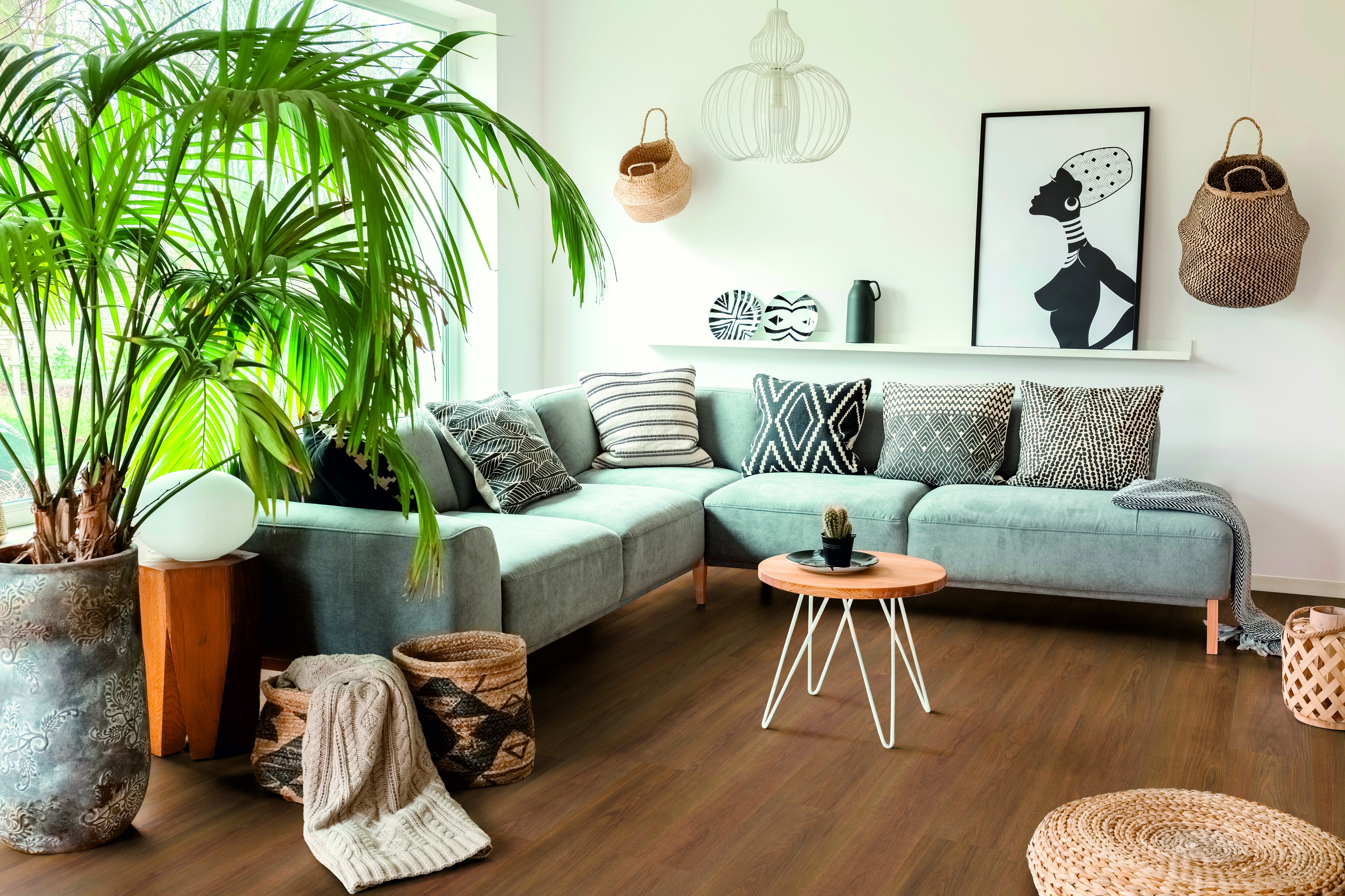 Pavimento laminato effetto legno marrone, AC4 classe 32, sp. 8 mm, Catwalk, 2.124 m² - 2