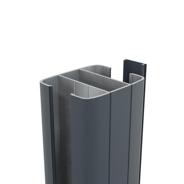 Poteau aluminium pour clôture Alix, gris anthracite l.6 x P.7 x H.234 cm
