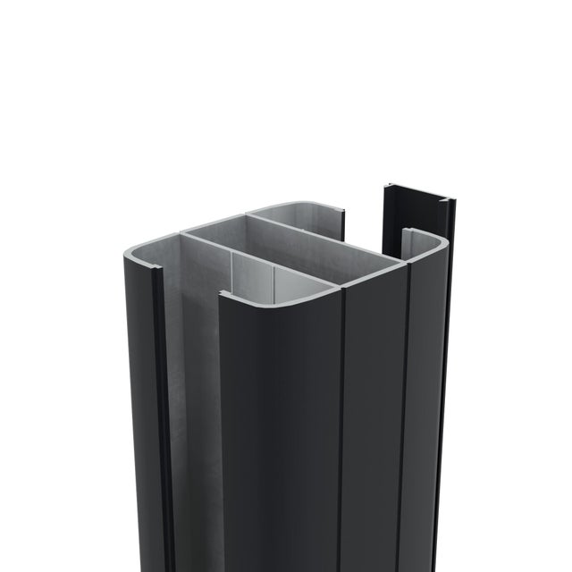 Poteau aluminium pour clôture Alix, noir l.6 x P.7 x H.234 cm