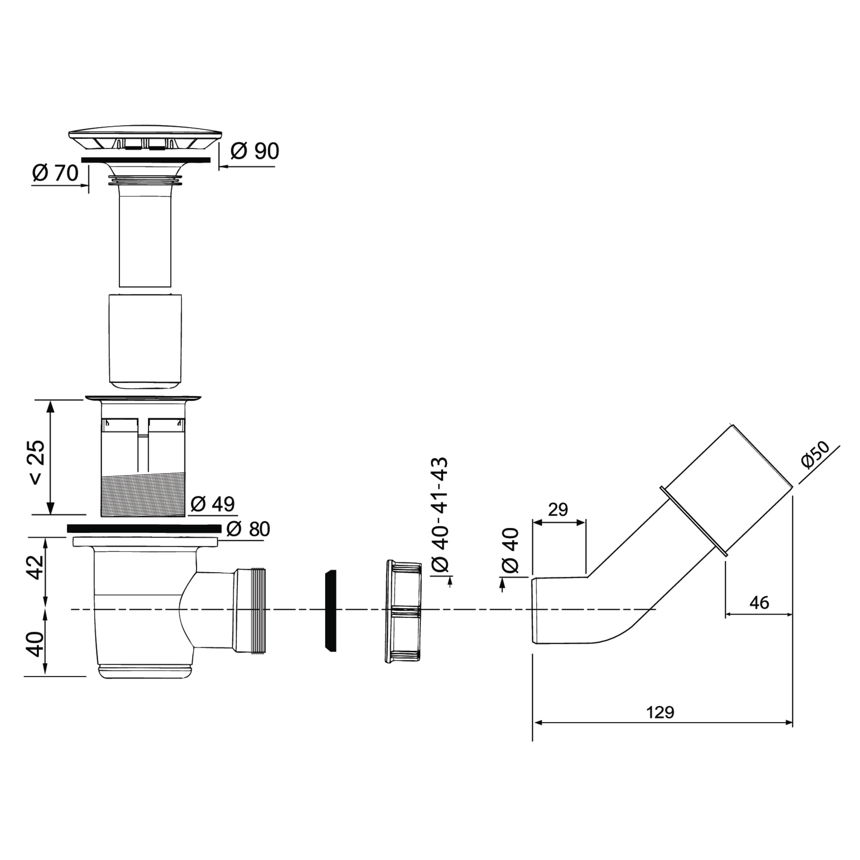 Syfon brodzika 50 mm chrom WIRQUIN - 3