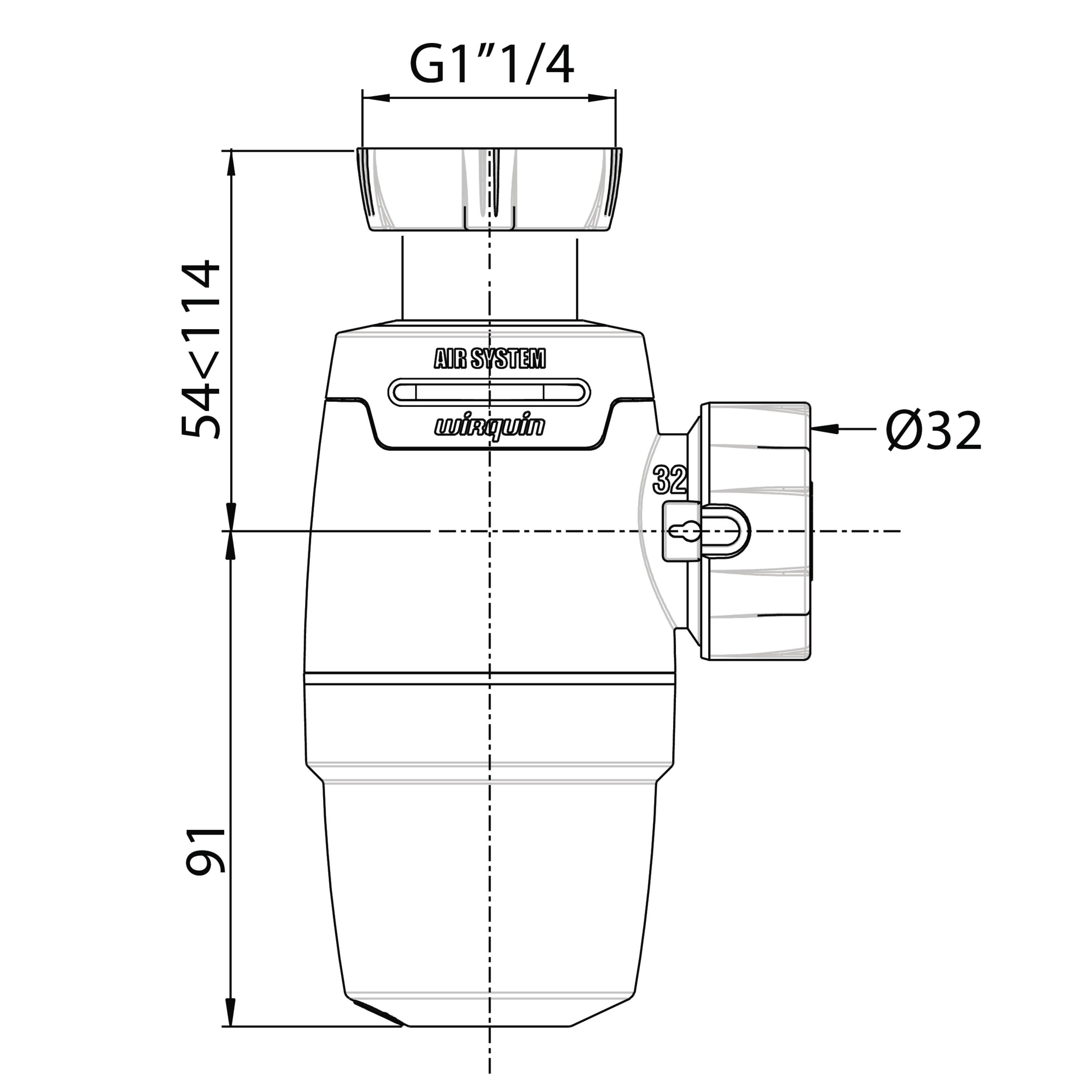 Syfon umywalki bez spustu NEO AIR z napowietrzeniem WIRQUIN - 2