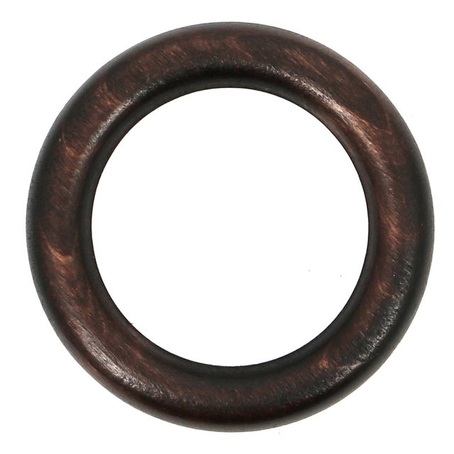 10 Anillas para barra de cortina diámetro 28 mm redondas madera MOBOIS nogal mate barnizado