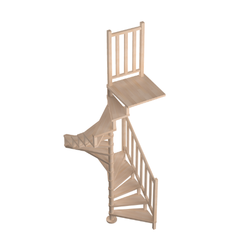 Escalier en colimaçon acier 14 marches hêtre Ø120, Square Luxe  - 2