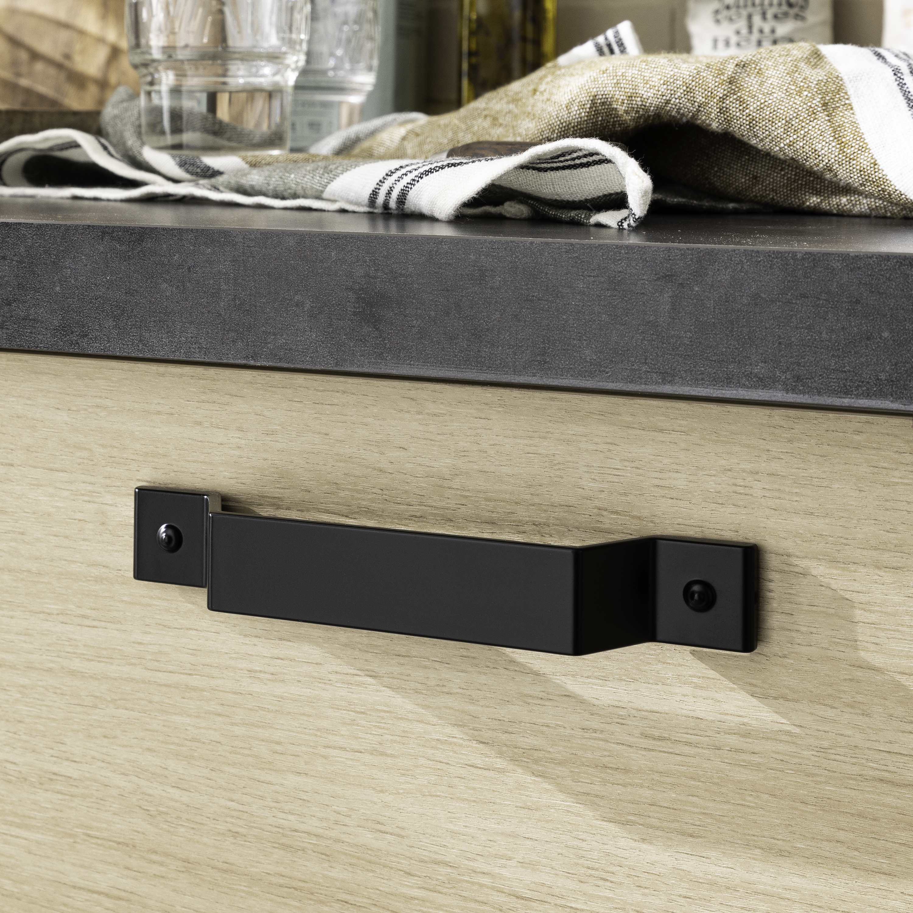 2 poignées de meuble Leros, zamak noir verni, entraxe 160 mm - 2