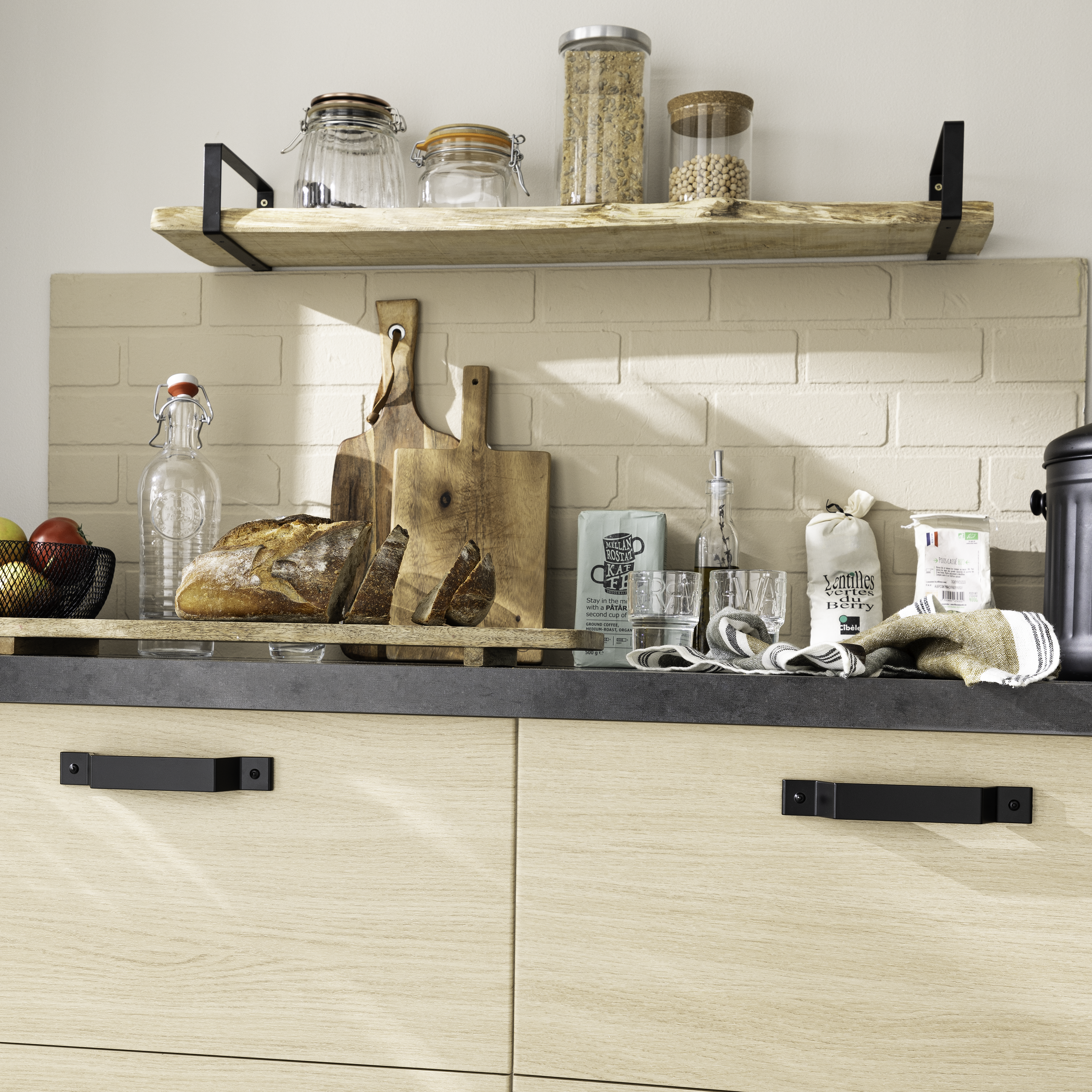 2 poignées de meuble Leros, zamak noir verni, entraxe 160 mm - 5