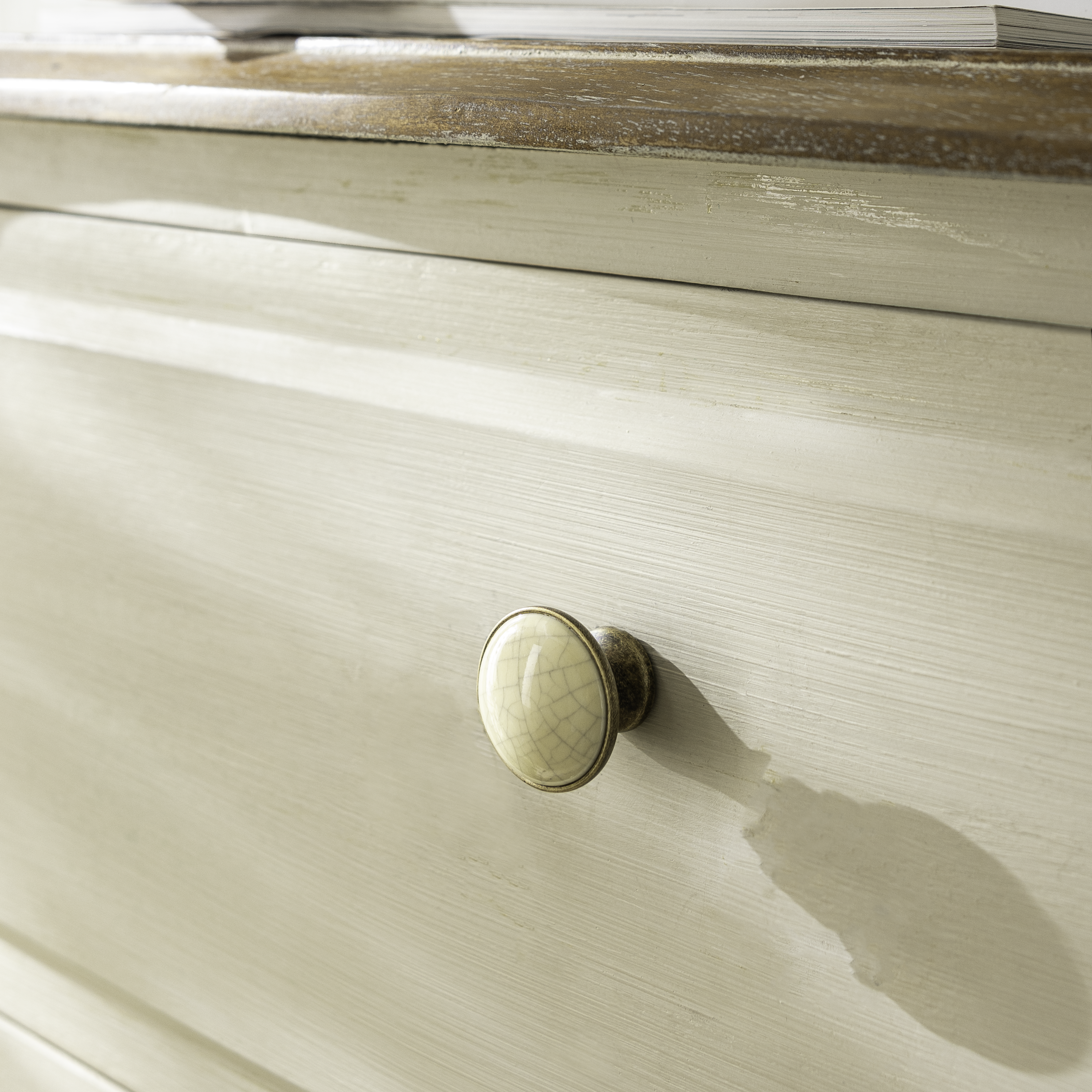 2 puxadores para móvel INSPIRE CRACKLE CERAMICO BRANCO D29MM - 5