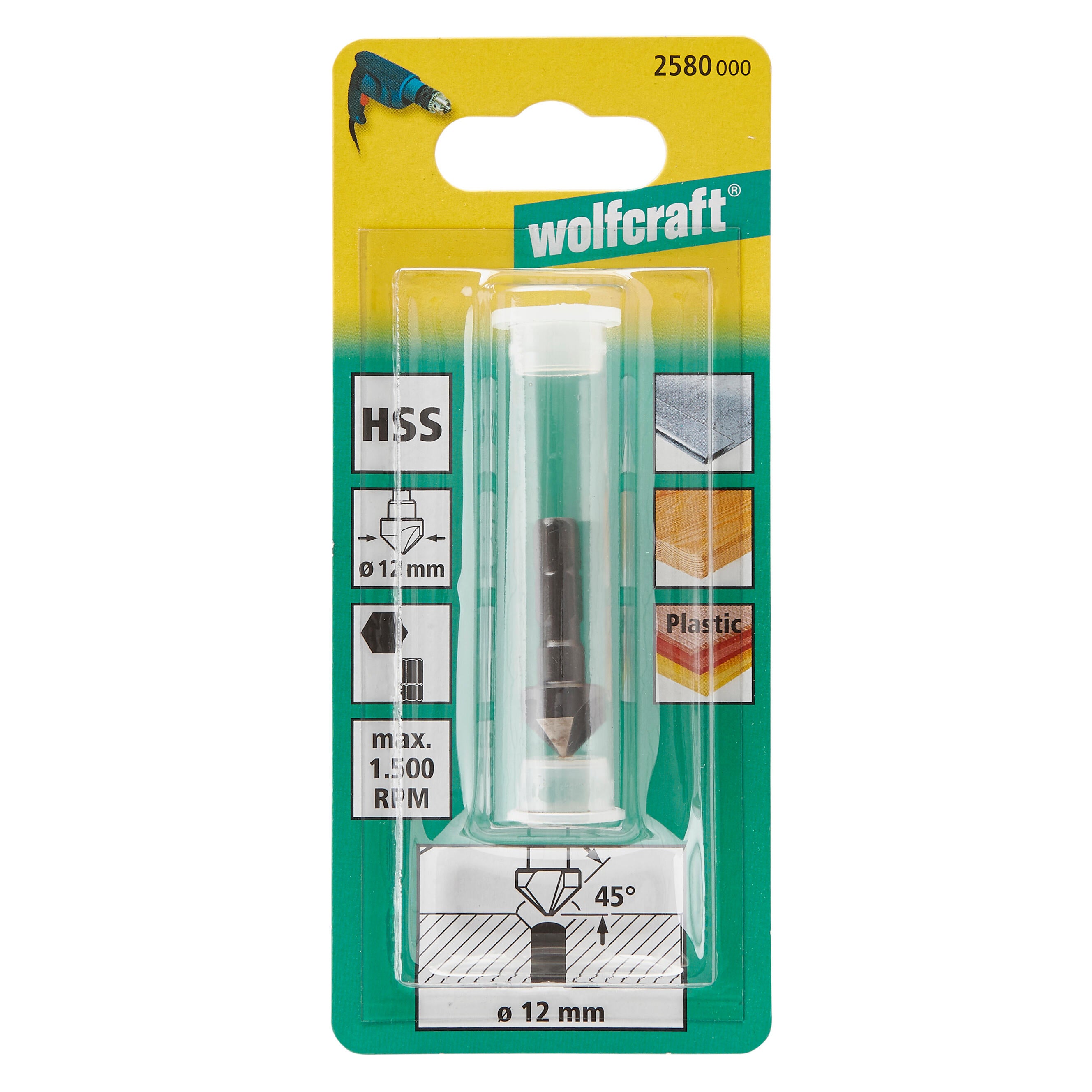 Fraisoir conique HSS pour métal, emmanchement 6 pans WOLFCRAFT, Diam.12 mm - 3