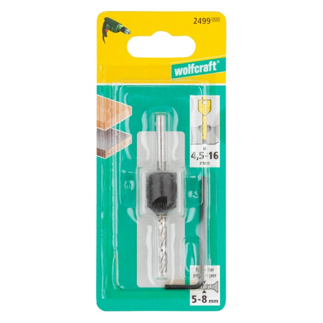 Foret d’amorçage avec fraise rapportée pour vis de montage de meubles, 4,5-16 mm