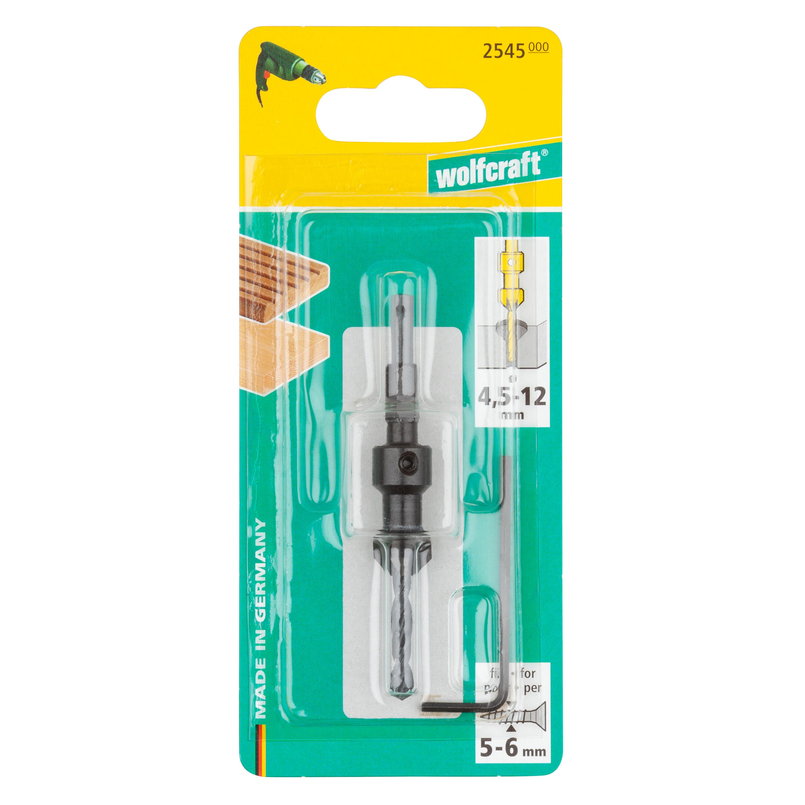 Foret d’amorçage avec fraisoir WOLFCRAFT, Diam 4,5 à 12 mm - 5