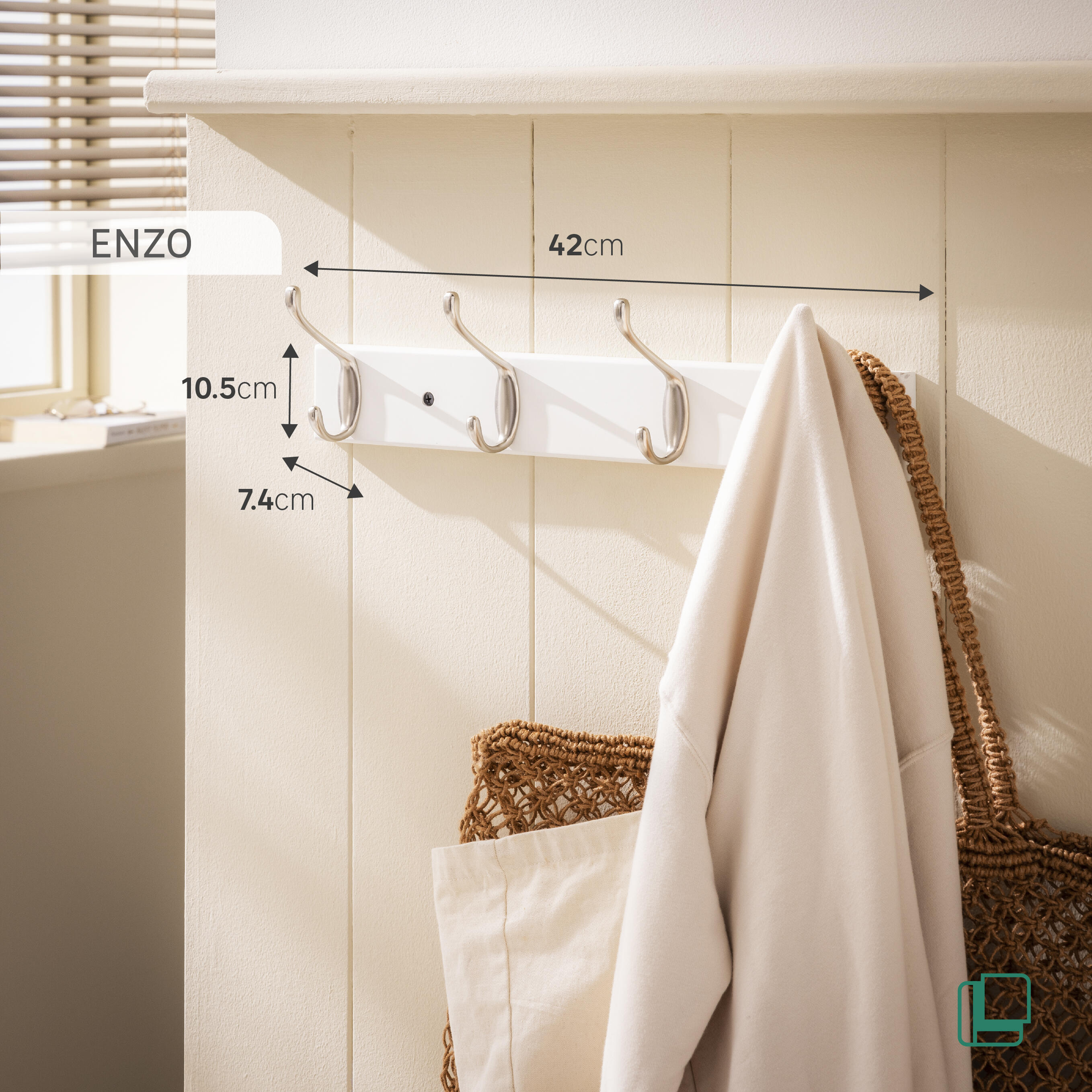 Portemanteau à visser blanc Enzo SPACEO - 2
