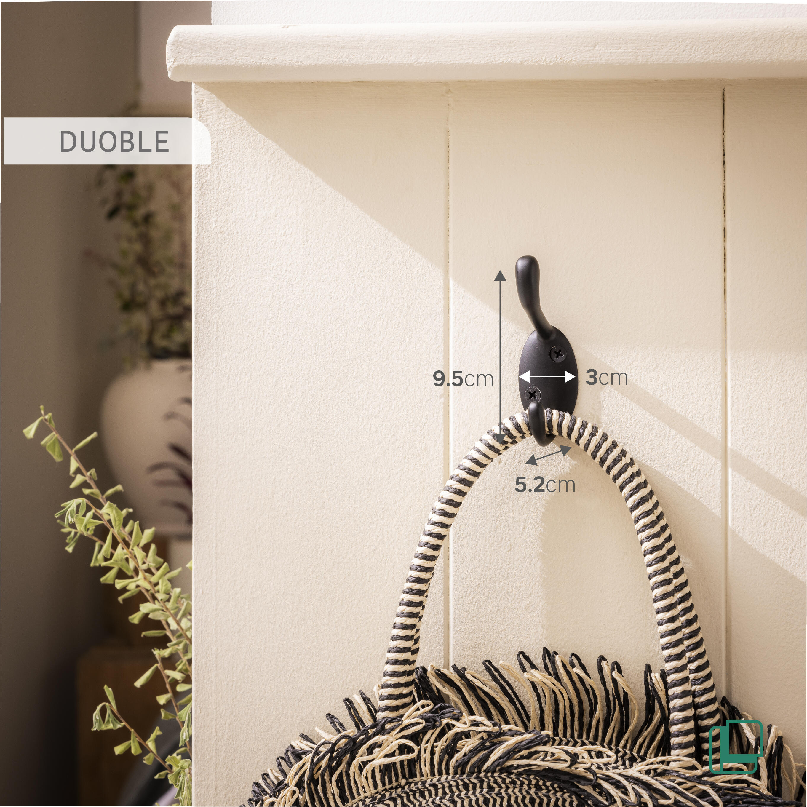 Perchero de gancho para atornillar SPACEO negro 3x9.5 - 5