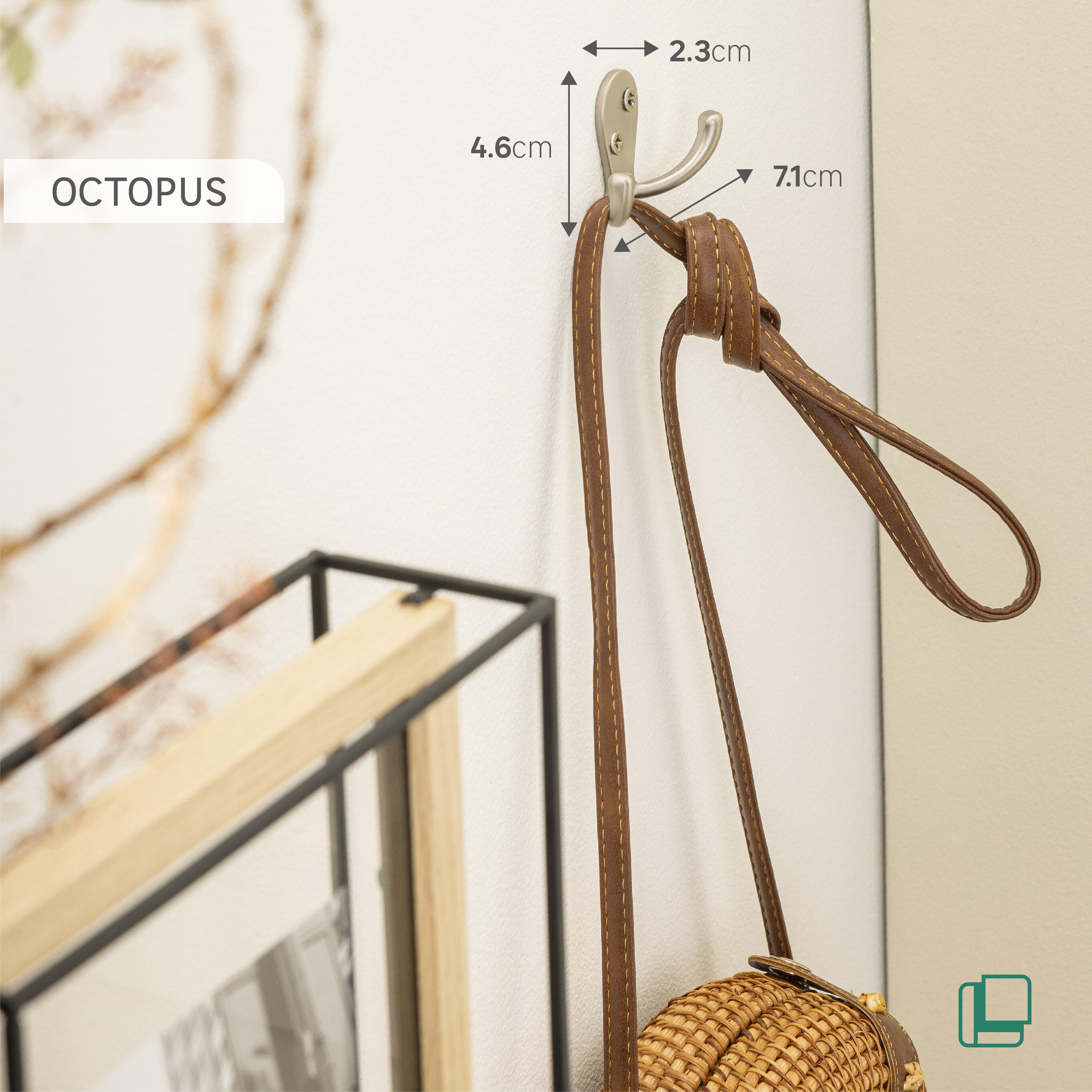 Patère à visser gris / argent Octopus - 2