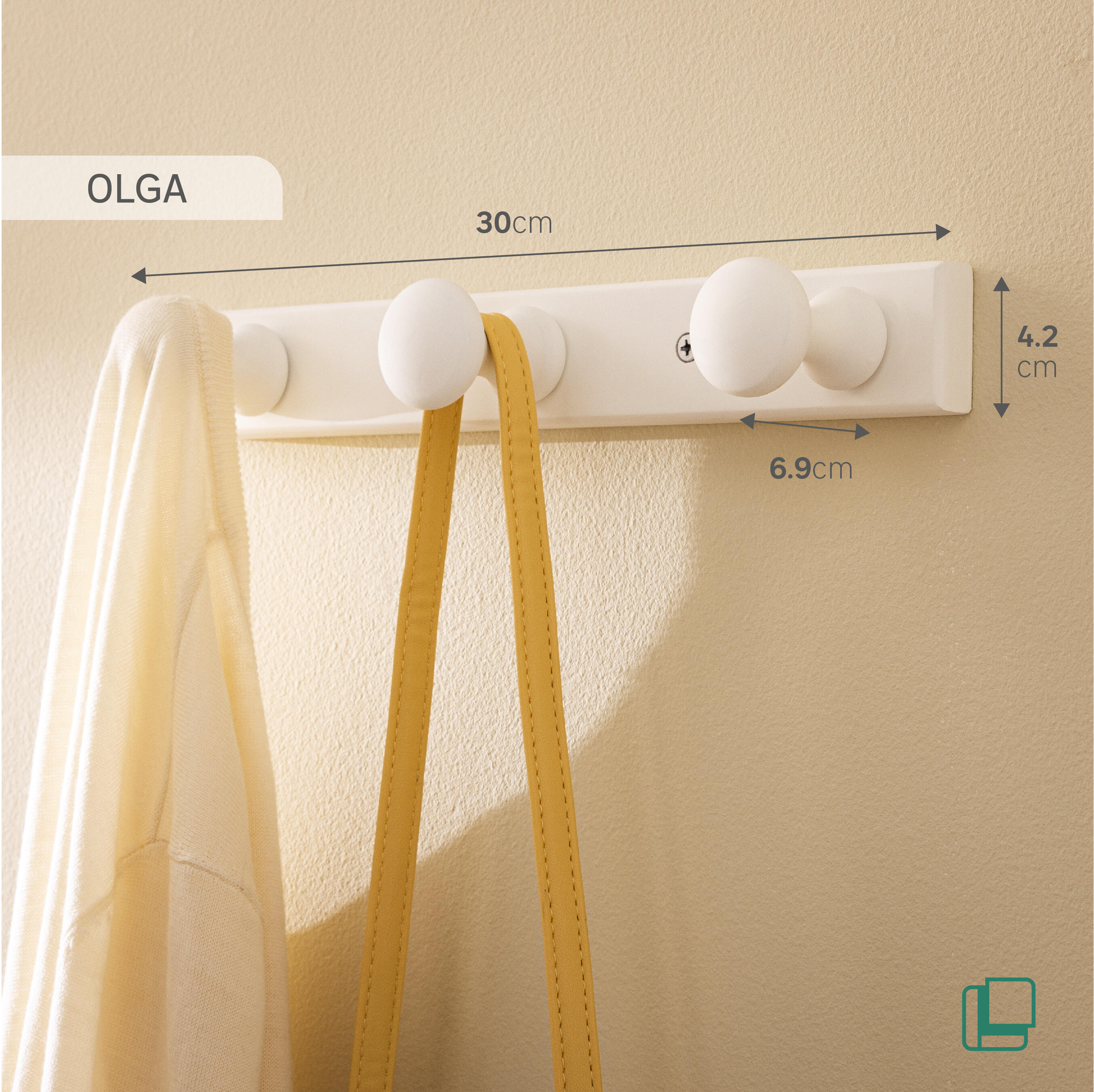 Portemanteau à visser blanc Olga - 2