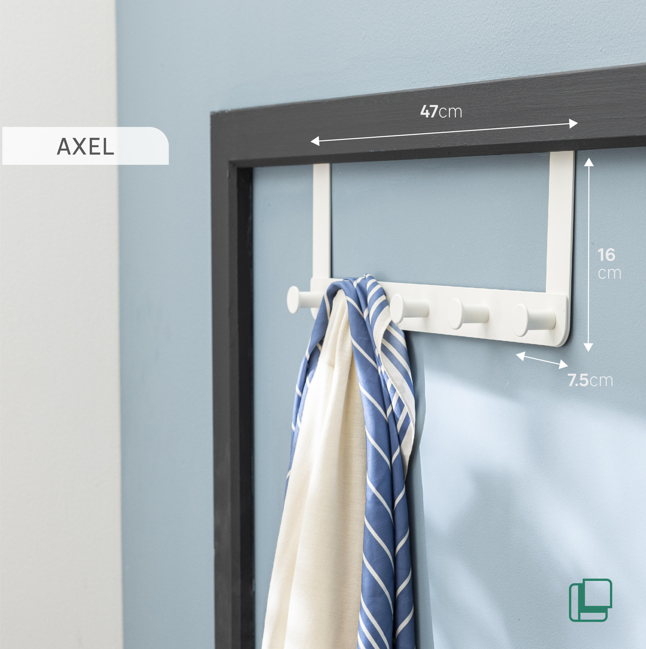 Crochet pour porte, blanc peint Door axel SPACEO - 2