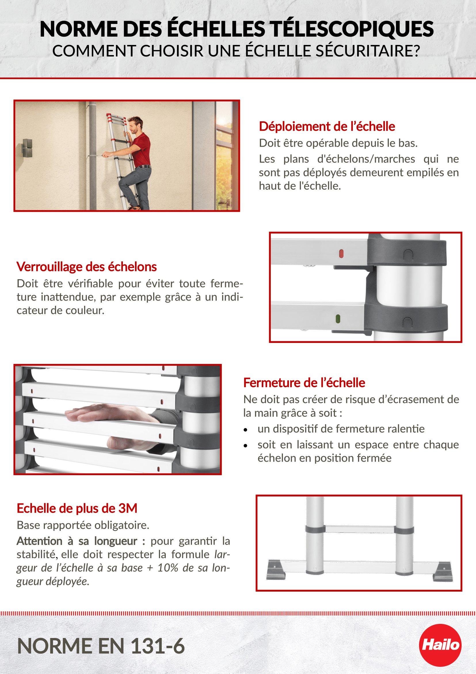 Echelle télescopique aluminium HAILO 13 marches - 13