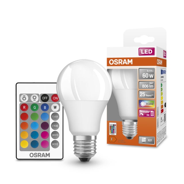 Ampoule led E27, 806lm = 60W, variations de blanc et couleurs, OSRAM