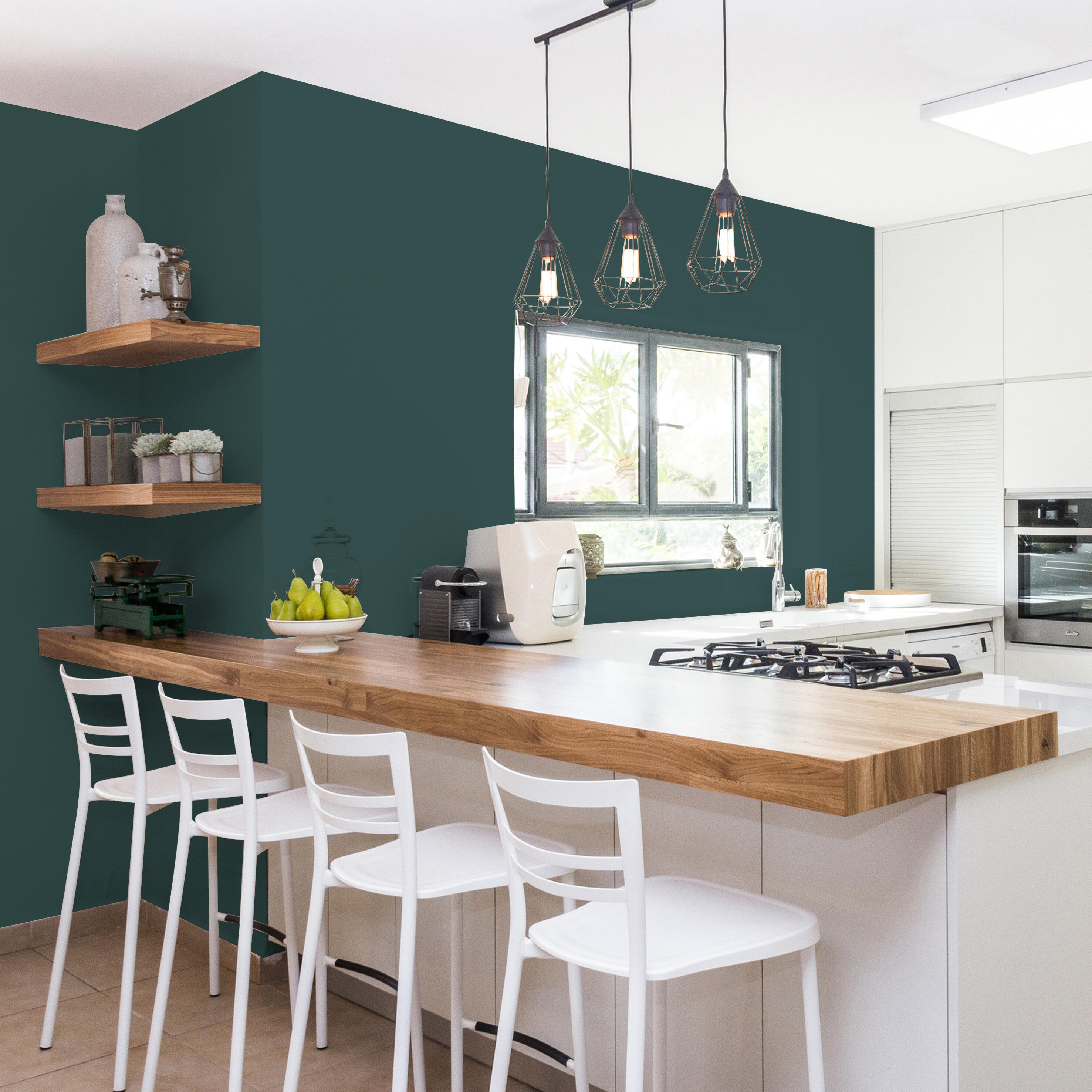 Peinture mur vert armerie satin RIPOLIN Cuisine et bain 2L - 4