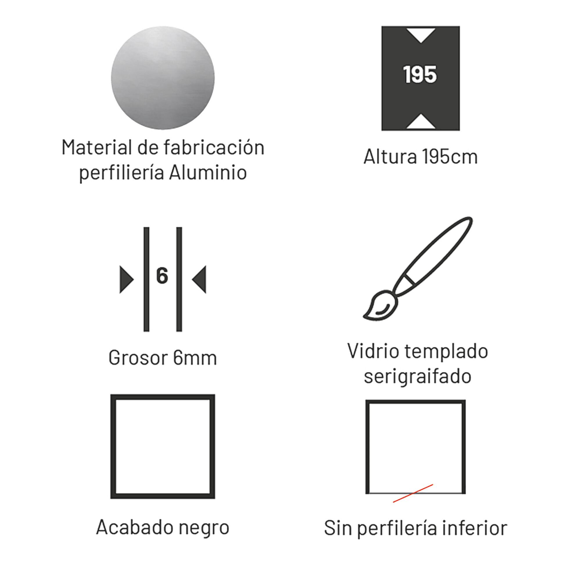 Mampara de ducha corredera 1 hoja fija + 1 puerta corredera. Perfil aluminio cromo. Ancho adaptable (139-142)x195 cm 5 mm - 9