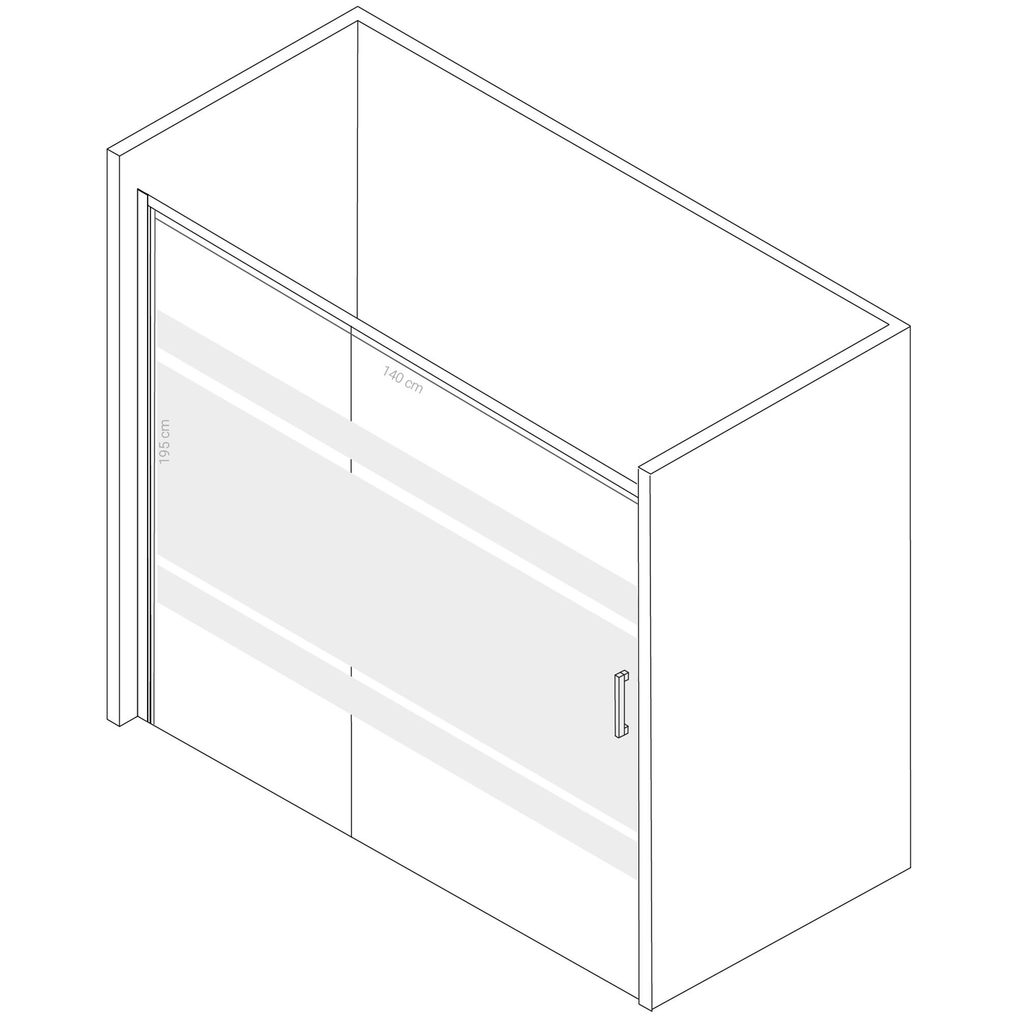 Mampara de ducha corredera 1 hoja fija + 1 puerta corredera. Perfil aluminio cromo. Ancho adaptable (139-142)x195 cm 5 mm - 4