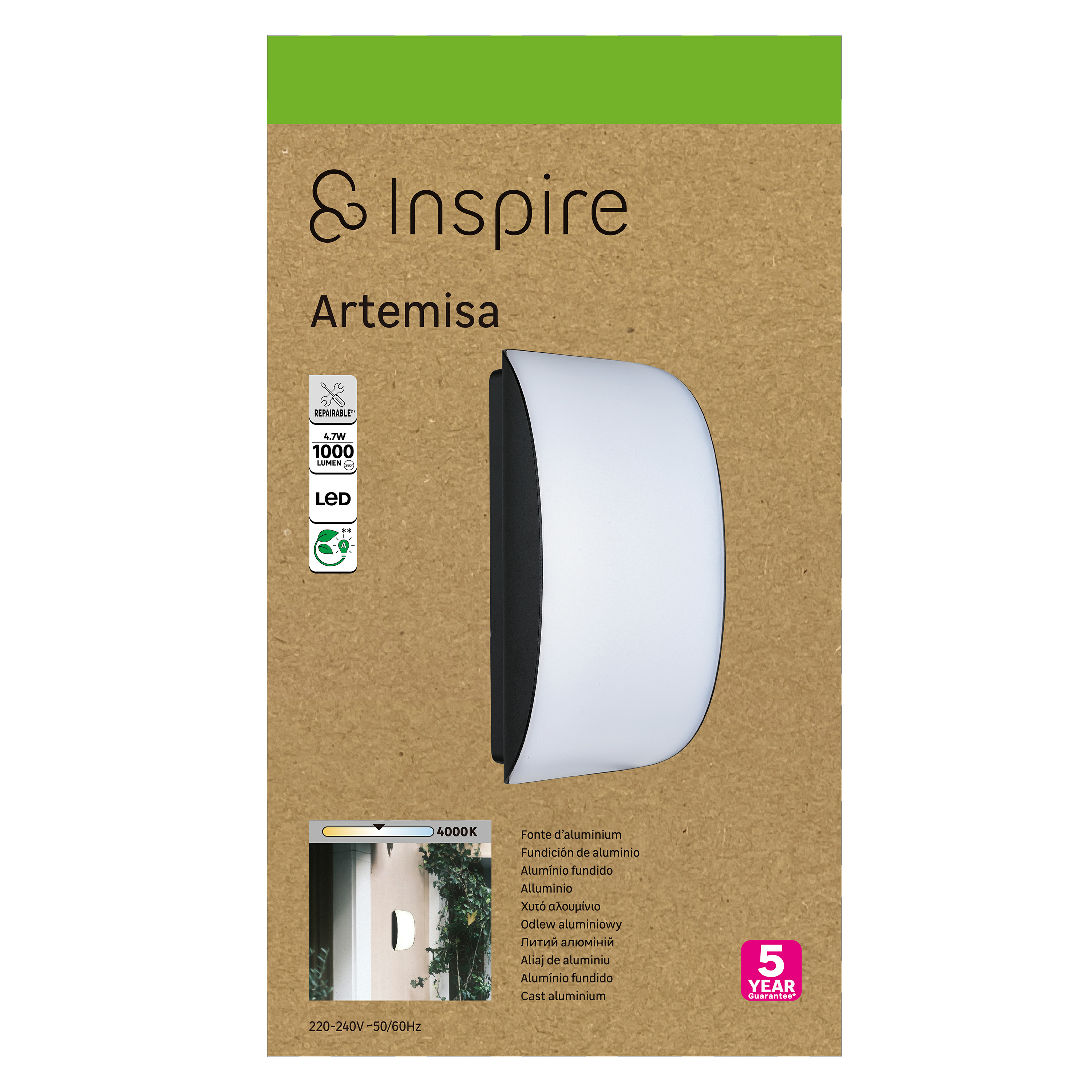 Kinkiet zewnętrzny Artemisa czarny IP54 LED INSPIRE - 6