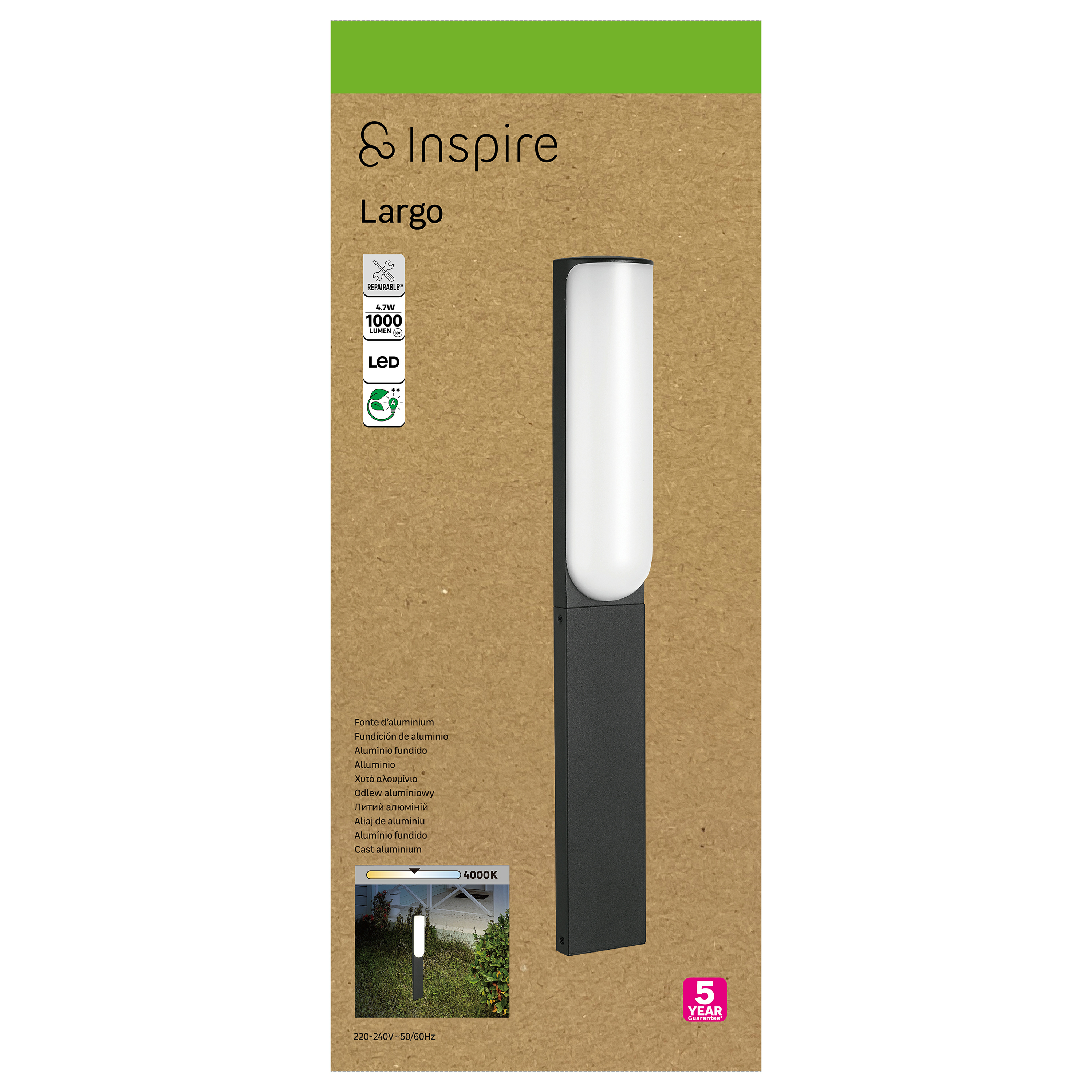 Potelet extérieur Led 1000 Lumen noir Largo INSPIRE - 6