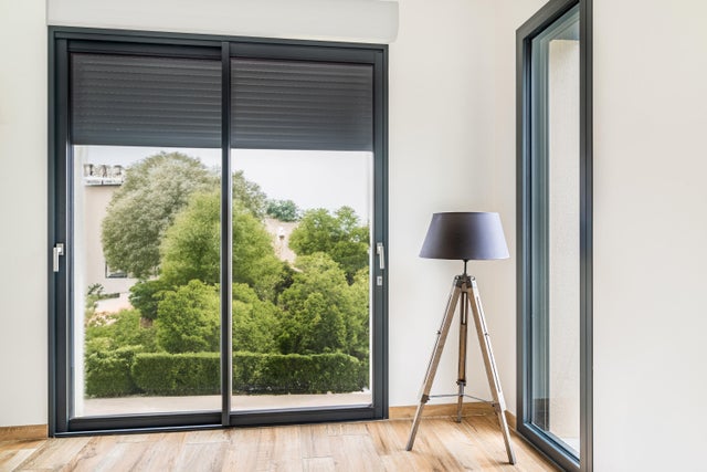Baie couliss.alu avec serrure et volet fil. 200x240 noir Premium Milan dorm.120