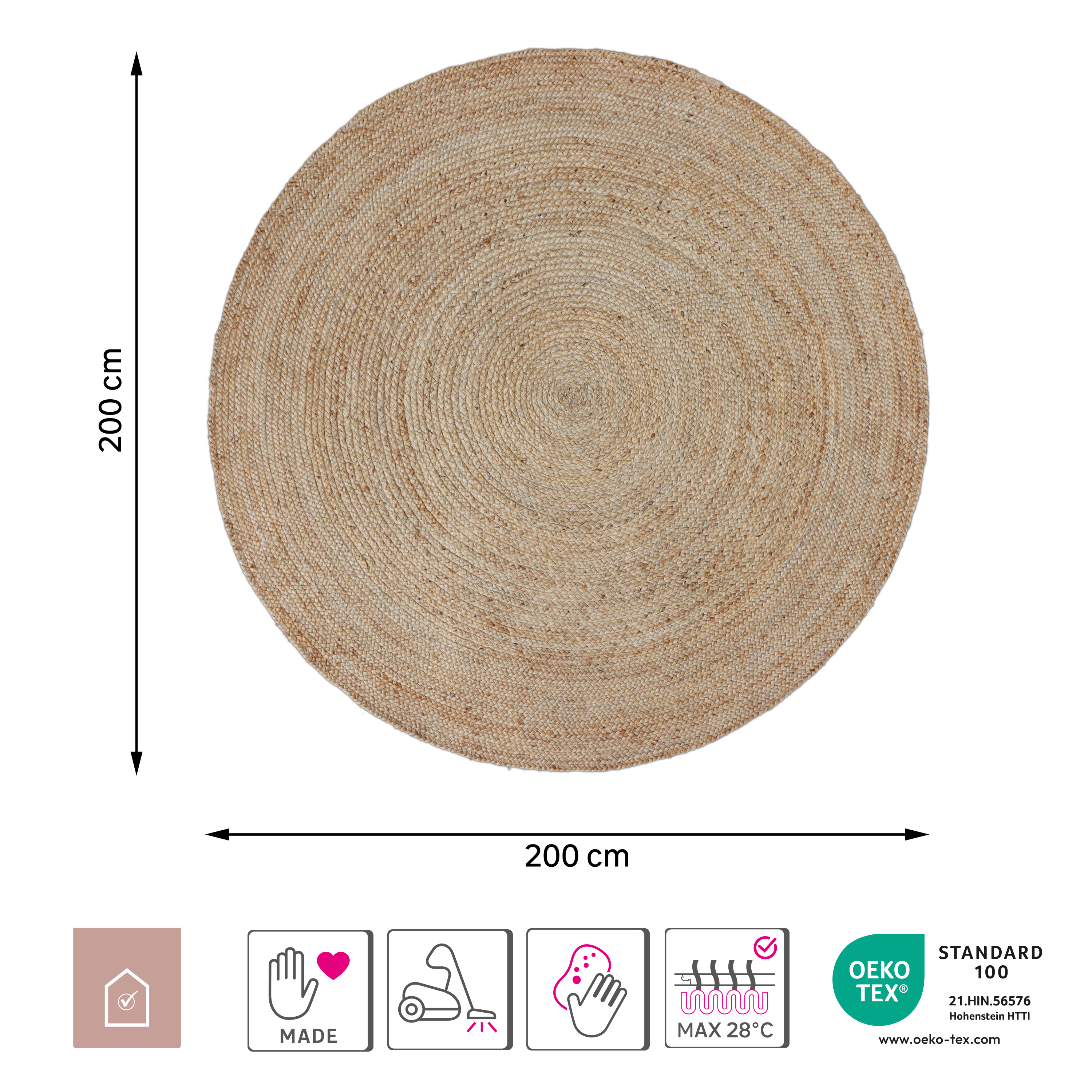 Tapis intérieur rond jute Nils inspire - 5