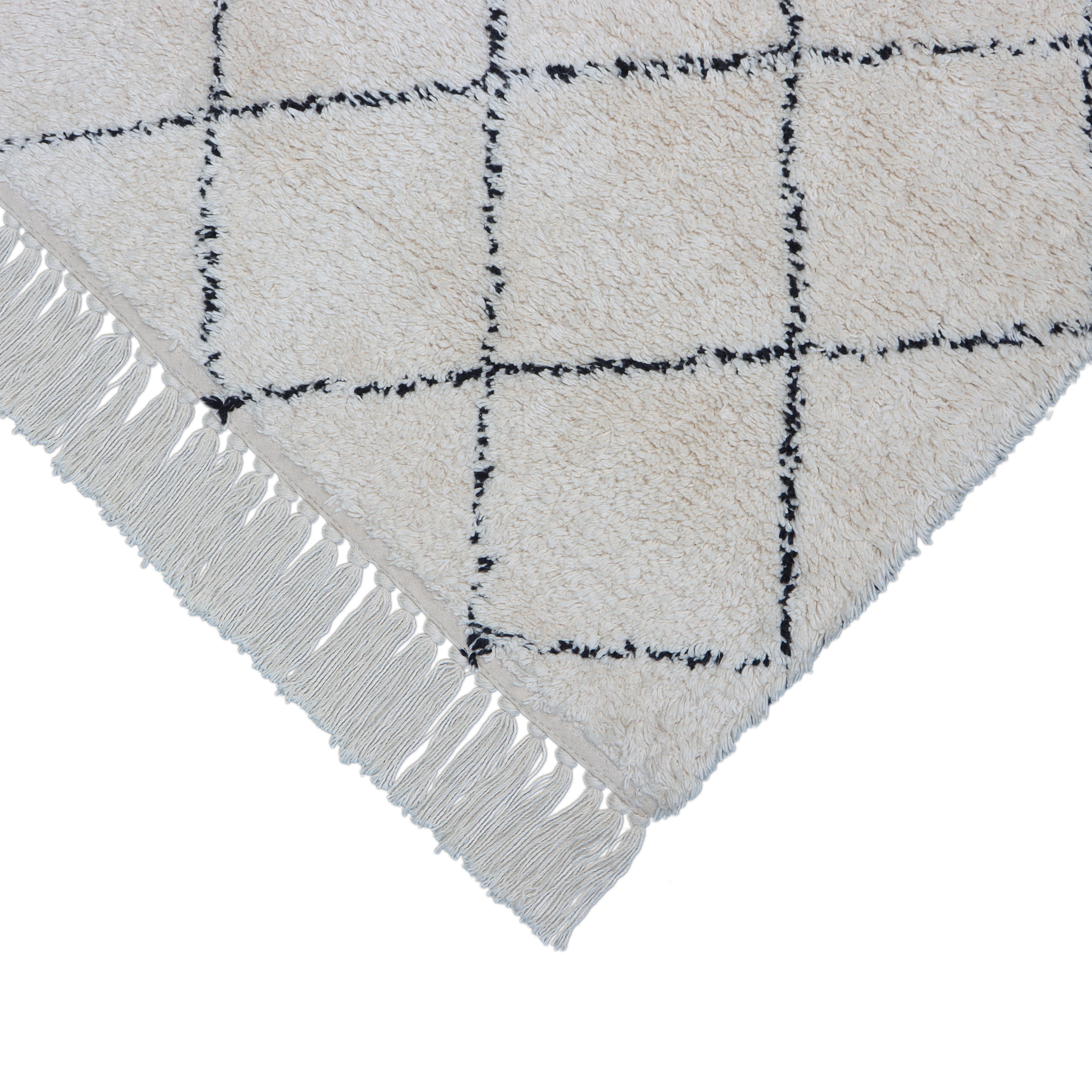 Alfombra pie de cama algodón Zaida 60x110cm pelo mediano INSPIRE geométrico blanco negro - 6
