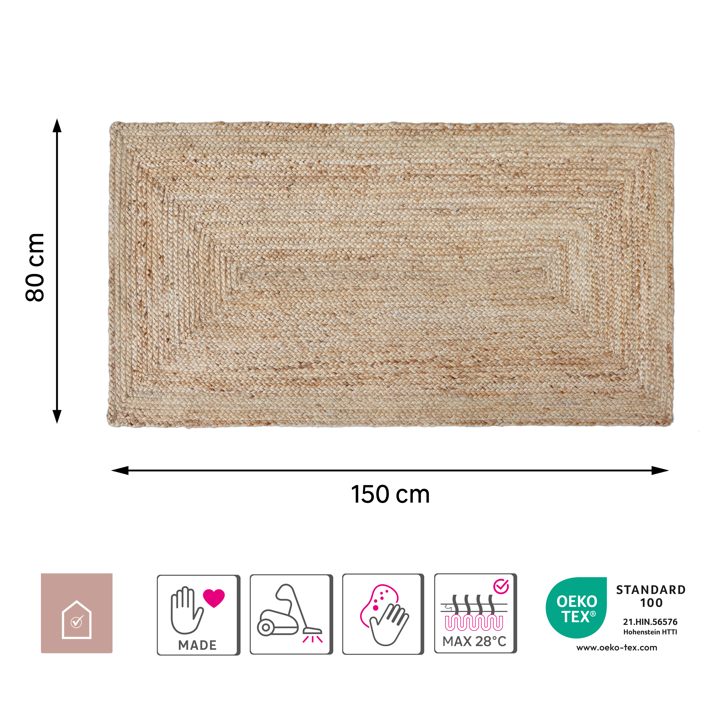 Scendiletto Nils in juta, L 150 x L 80 cm, naturale - 40