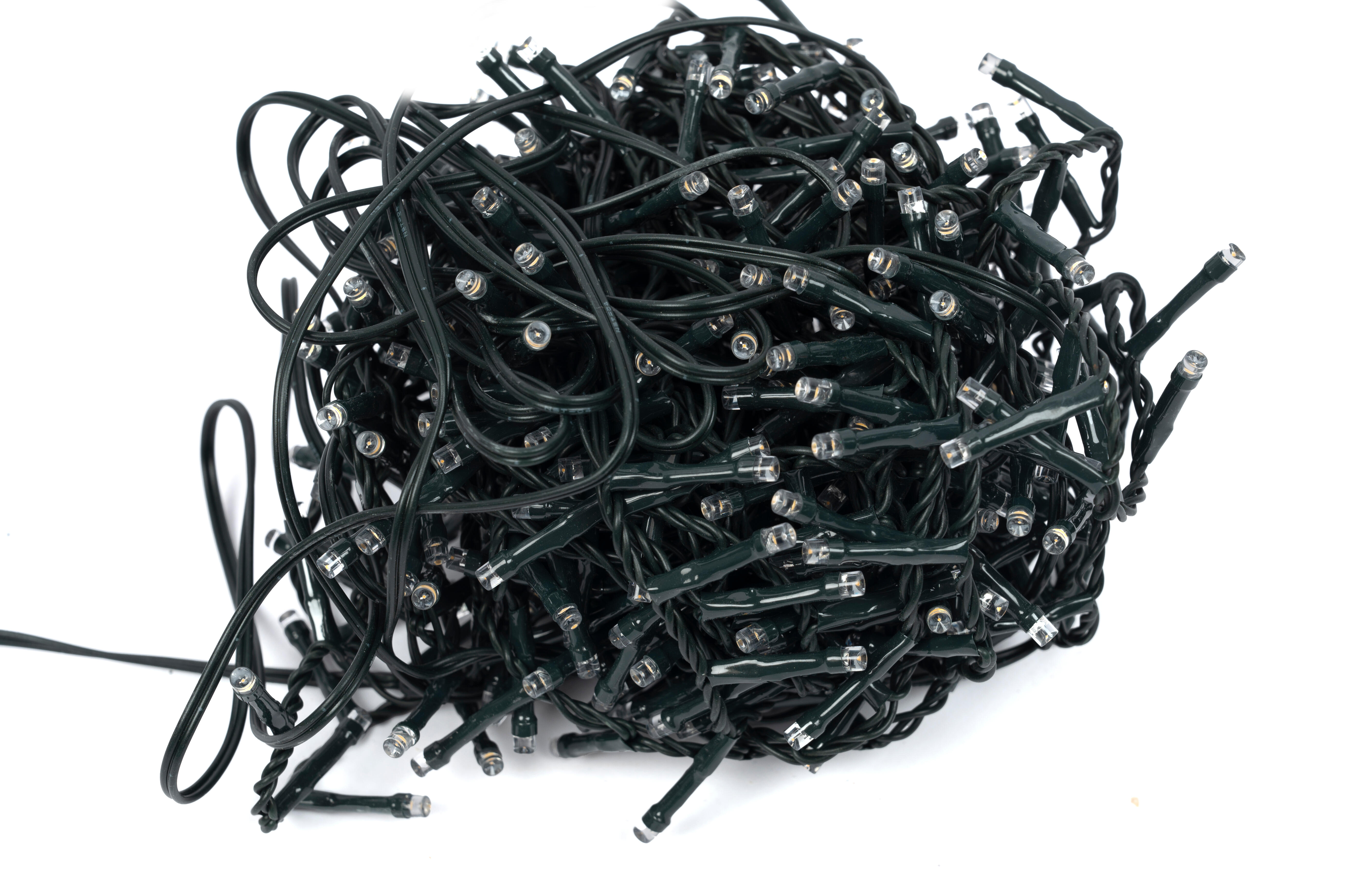 Guirnalda iluminada para árbol de 180 cm con 500 bombillas LED blanco cálido de 11 metros de iluminación para exterior a red eléctrica - 8