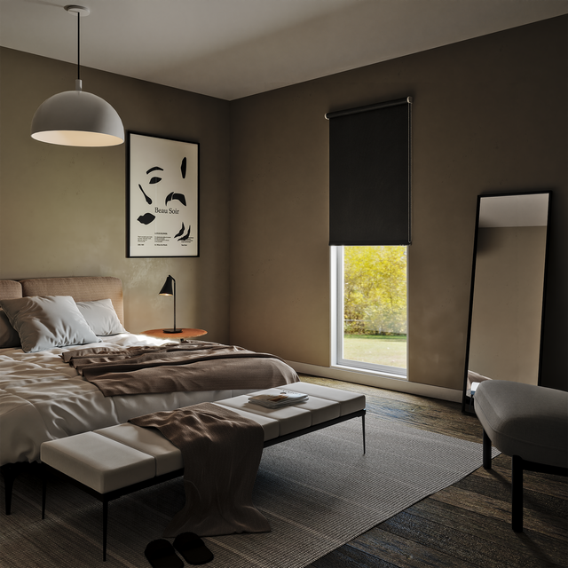 Store enrouleur occultant Mambo gris foncé, l.75 x H.190 cm, INSPIRE