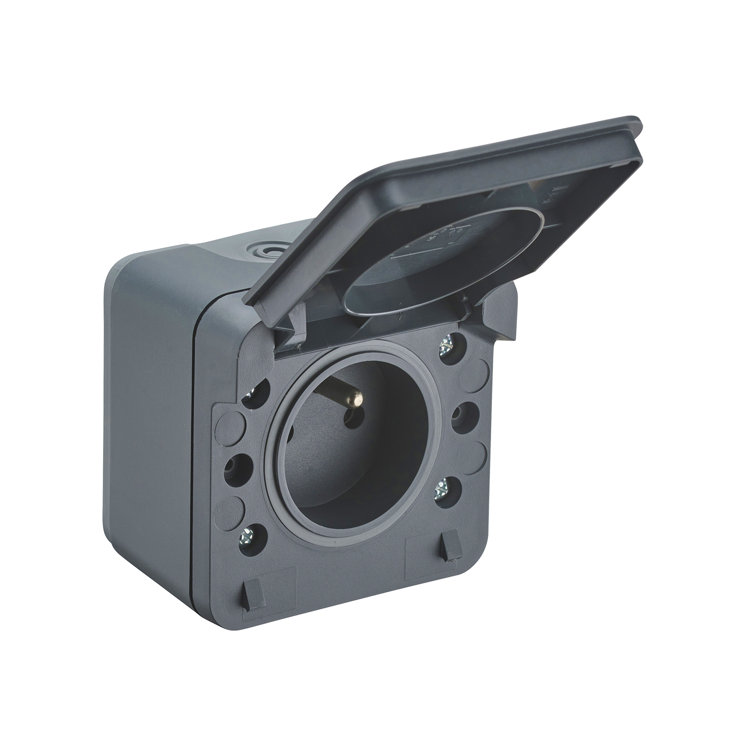 Prise avec terre étanche Cyklone, DEBFLEX anthracite - 2