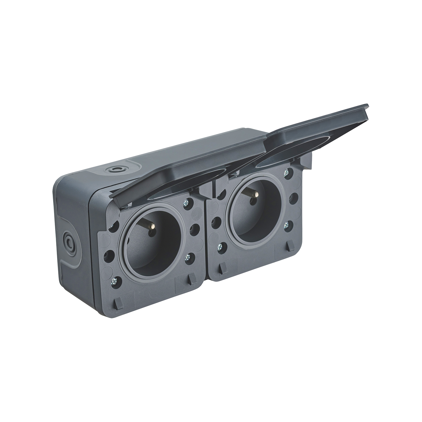 Double prise étanche horizontale Cyklone, DEBFLEX, anthracite - 3