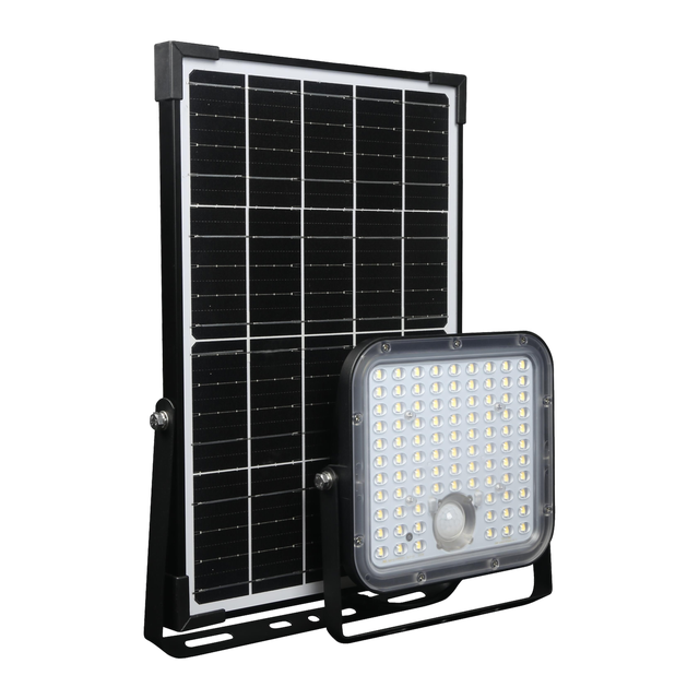 Proyector solar LED INSPIRE Twice 5000 lm IP65 con panel separado luz blanco frío sensor crepuscular y detector de movimiento