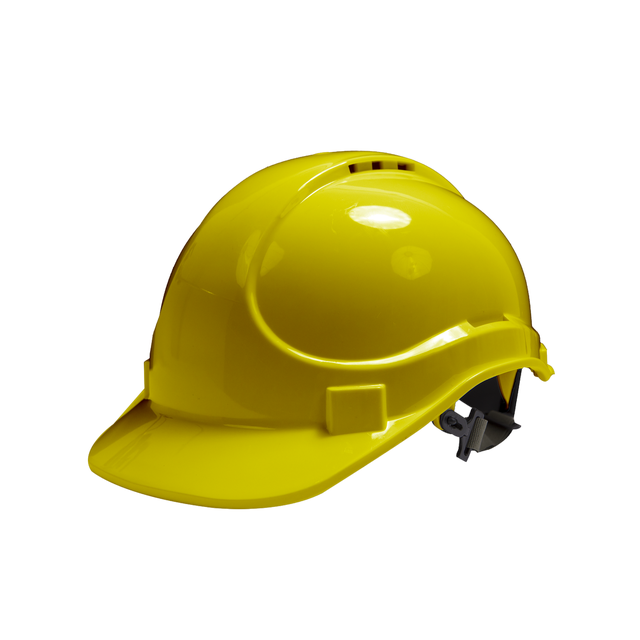 Capacete de segurança regulável com fivela de queixo HDPE e PVC amarelo Dexter