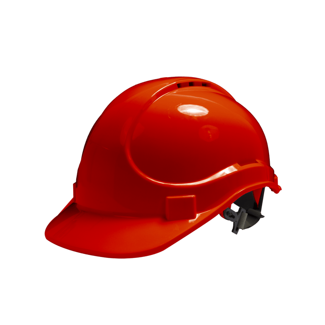 Capacete de segurança regulável com fivela de queixo HDPE e PVC vermelho Dexter
