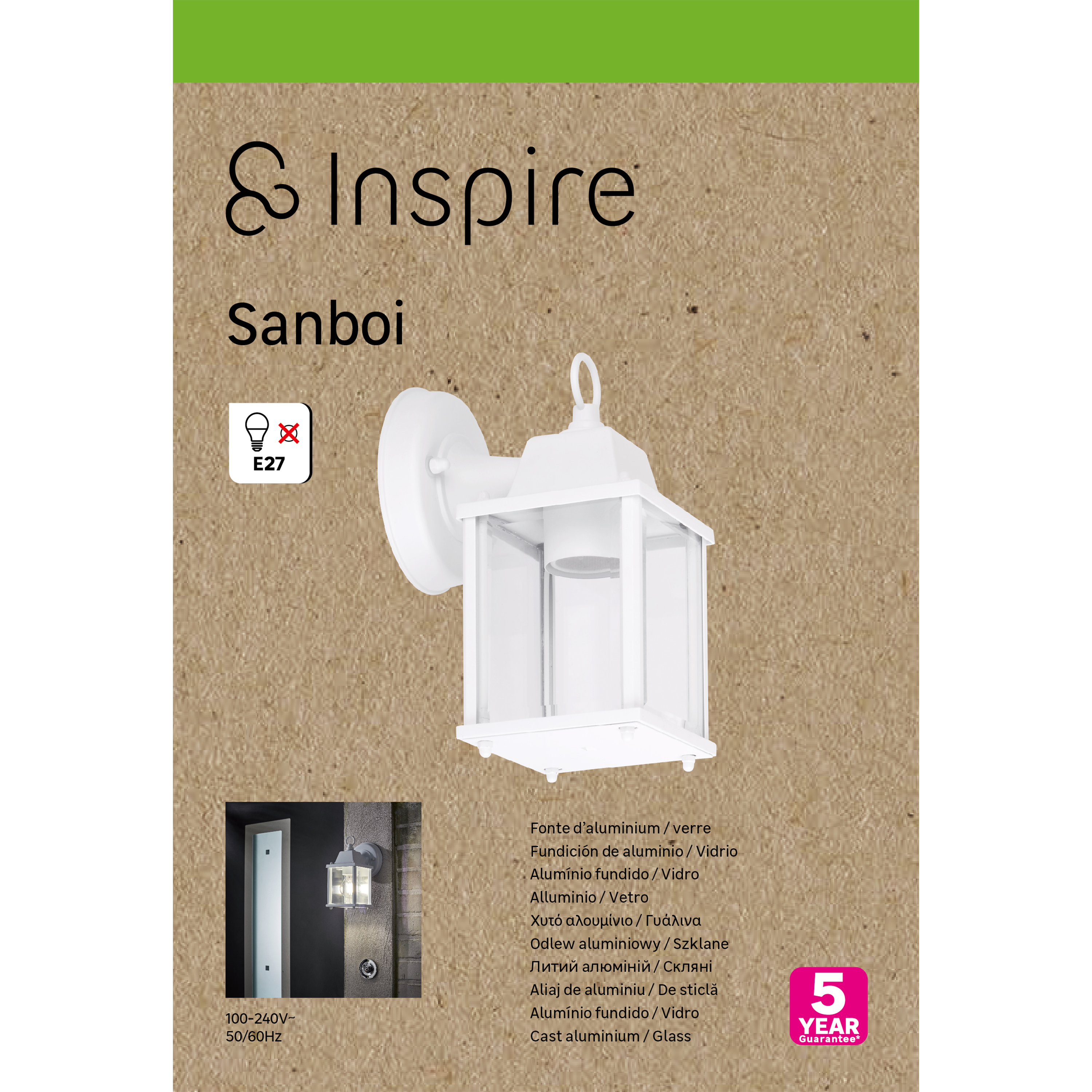 Aplique exterior E27 INSPIRE Sanboi blanco - 6