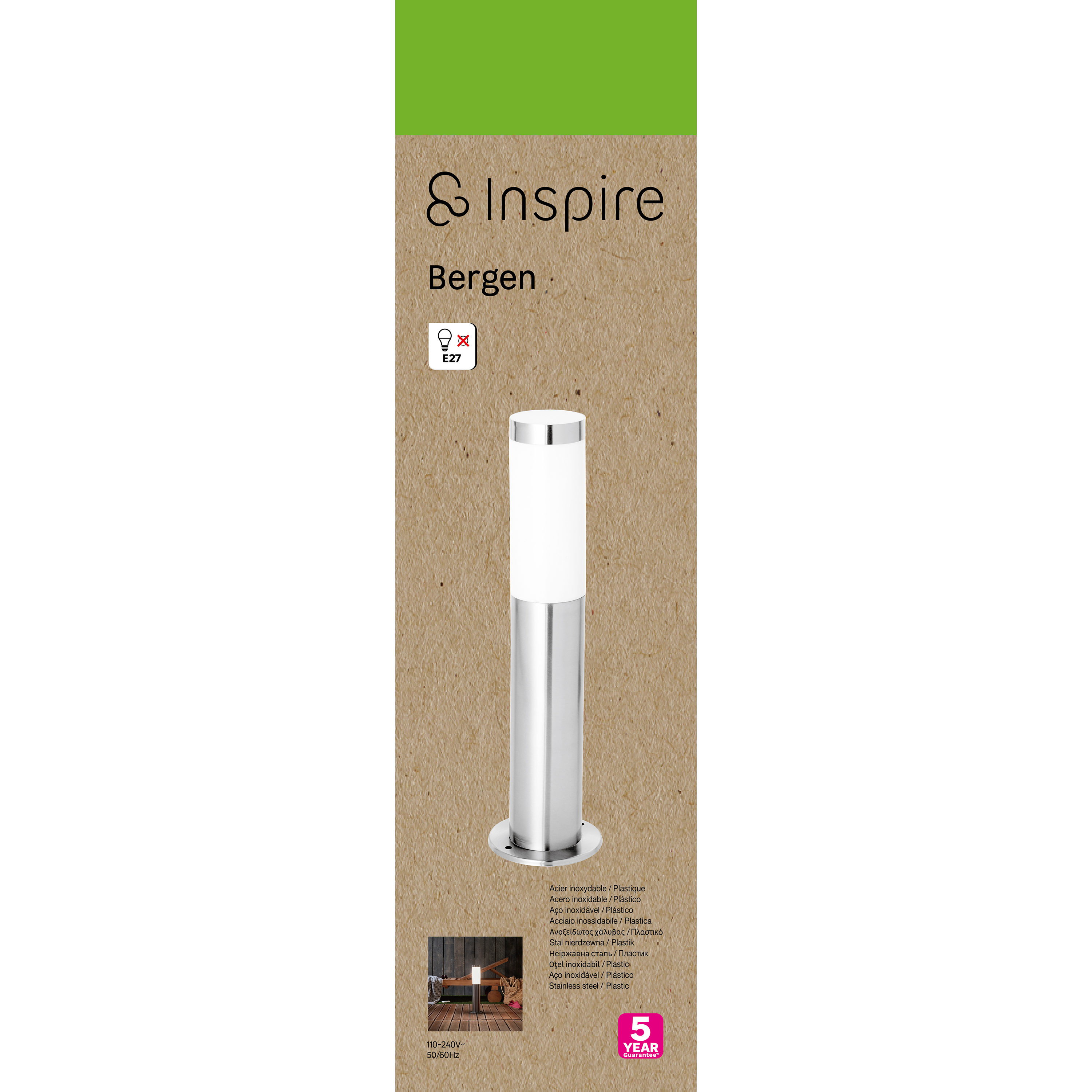 Lampa ogrodowa słupek Bergen srebrny E27 45 cm IP44 LED Inspire - 3