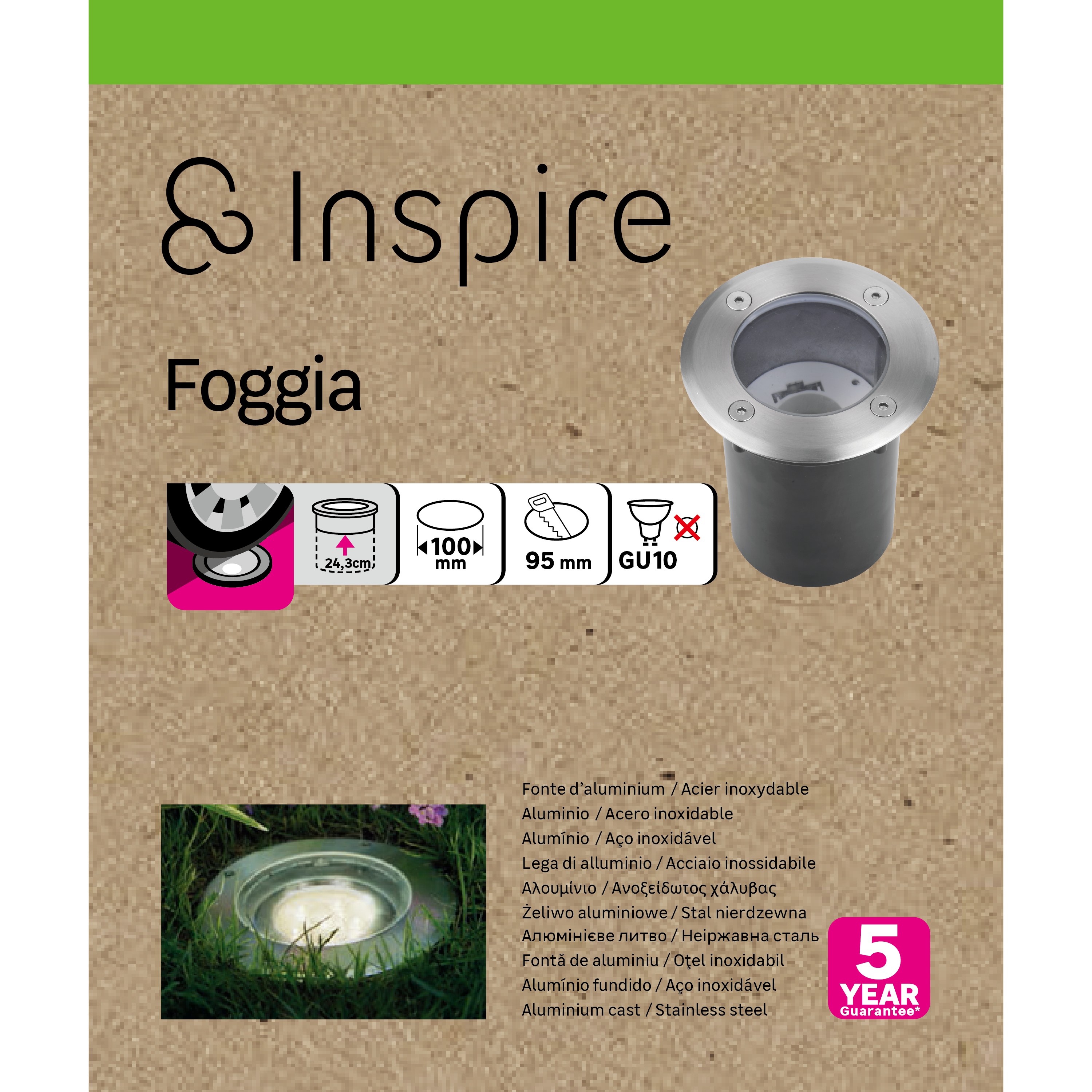 Spot à encastrer extérieur IP65 GU10 rond D.10 cm, Foggia INSPIRE - 8