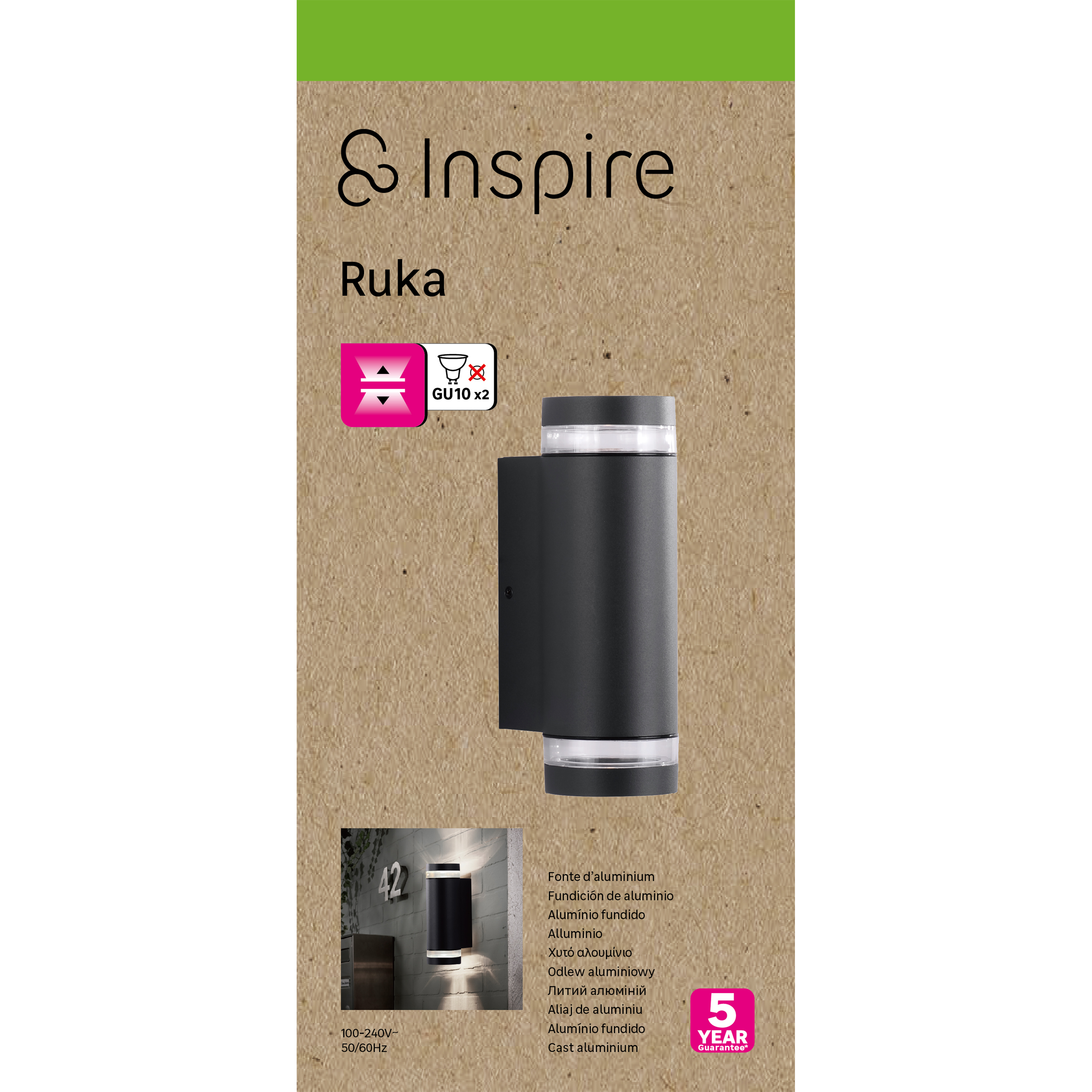 Applique extérieure GU10 max 15W anthracite Ruka INSPIRE - 6