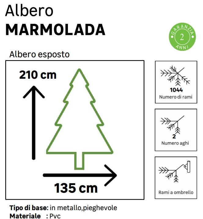 Albero di Natale Marmolada verde H 210 cm x ø 135 cm - 3