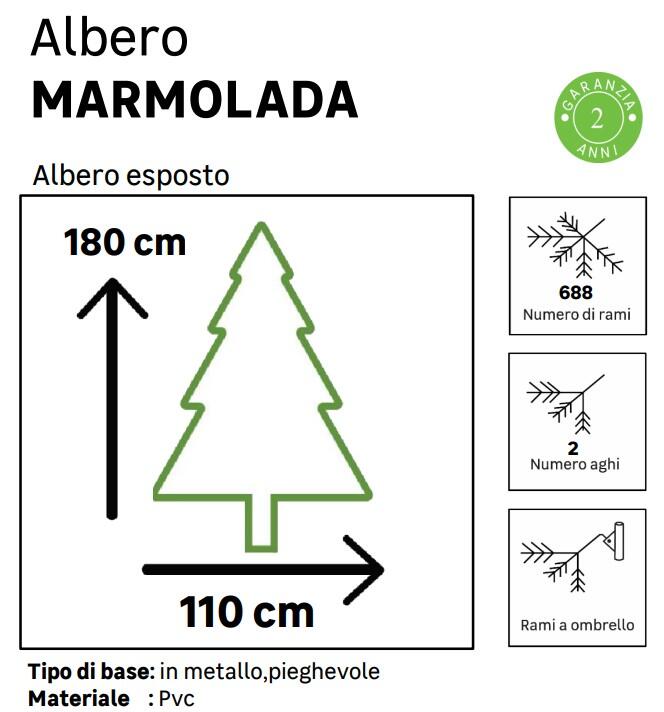 Albero di Natale artificiale Marmolada verde H 180 cm x Ø 110 cm - 3