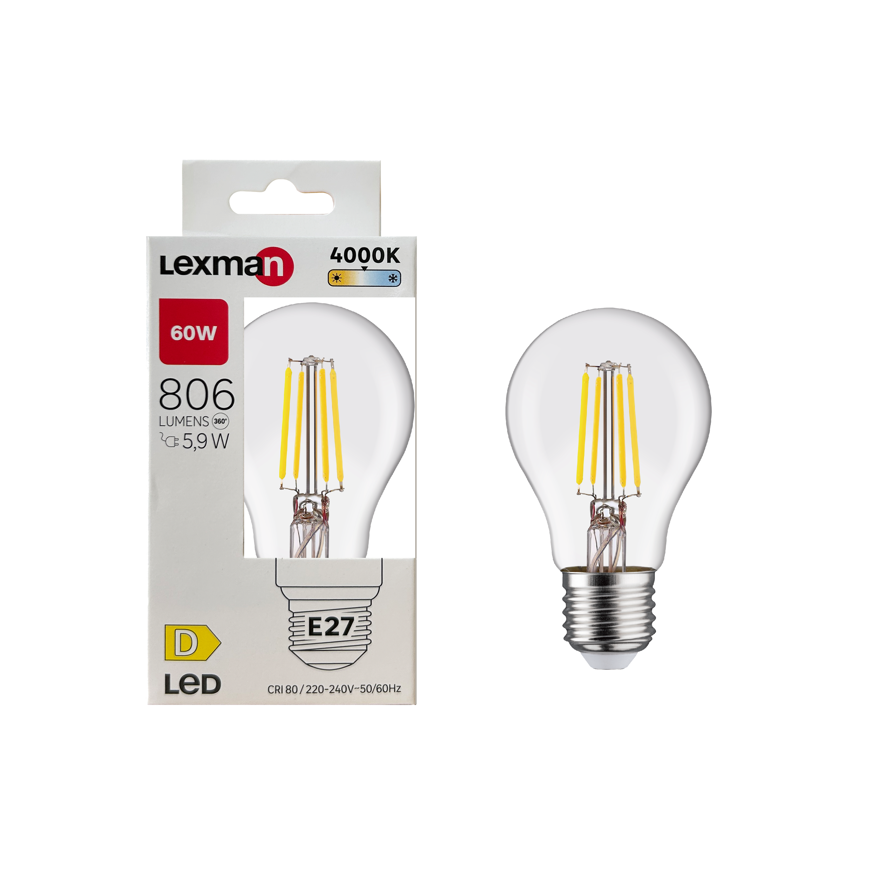 Żarówka LED E27 5,9 W 806 lm Neutralna biel Lexman - 3