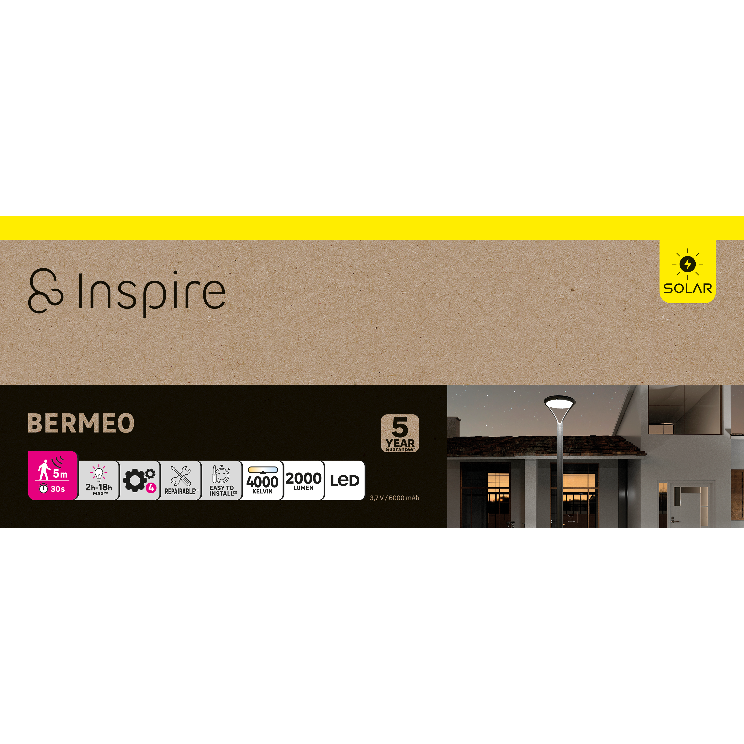 Lampadaire solaire à détecteur 2000 Lm, blanc neutre, Bermeo anthracite INSPIRE - 11