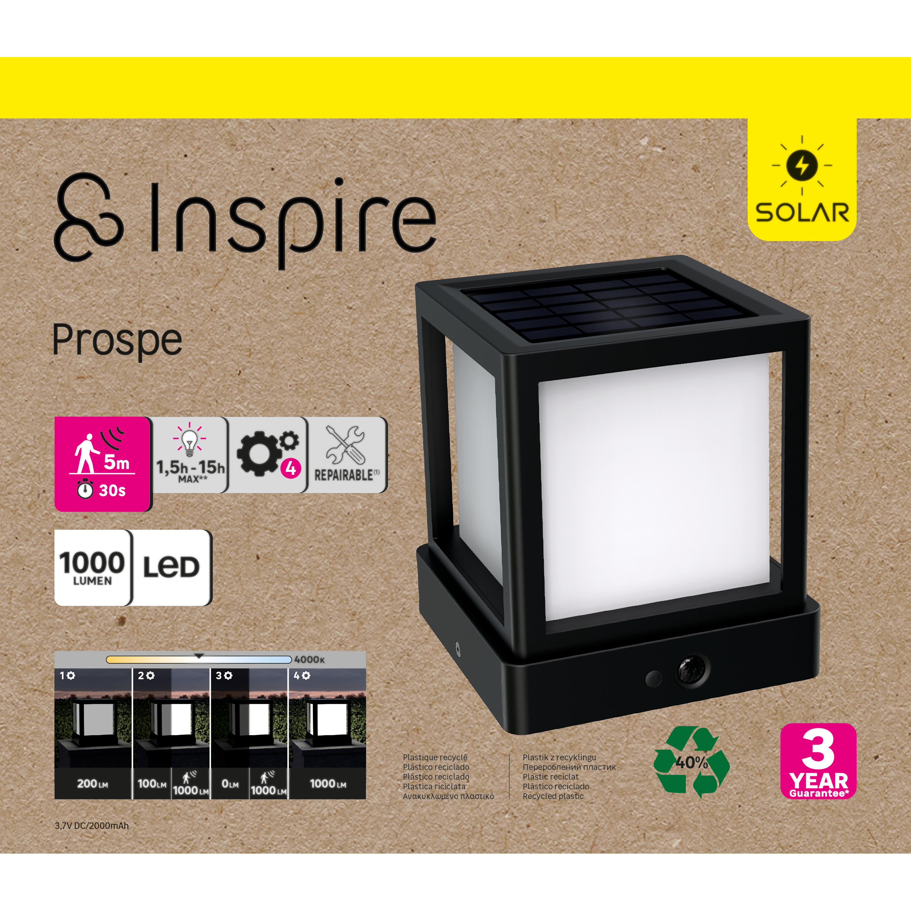 Sobremuro solar Prospe 1000lm 4000K ip54 Inspire - 7