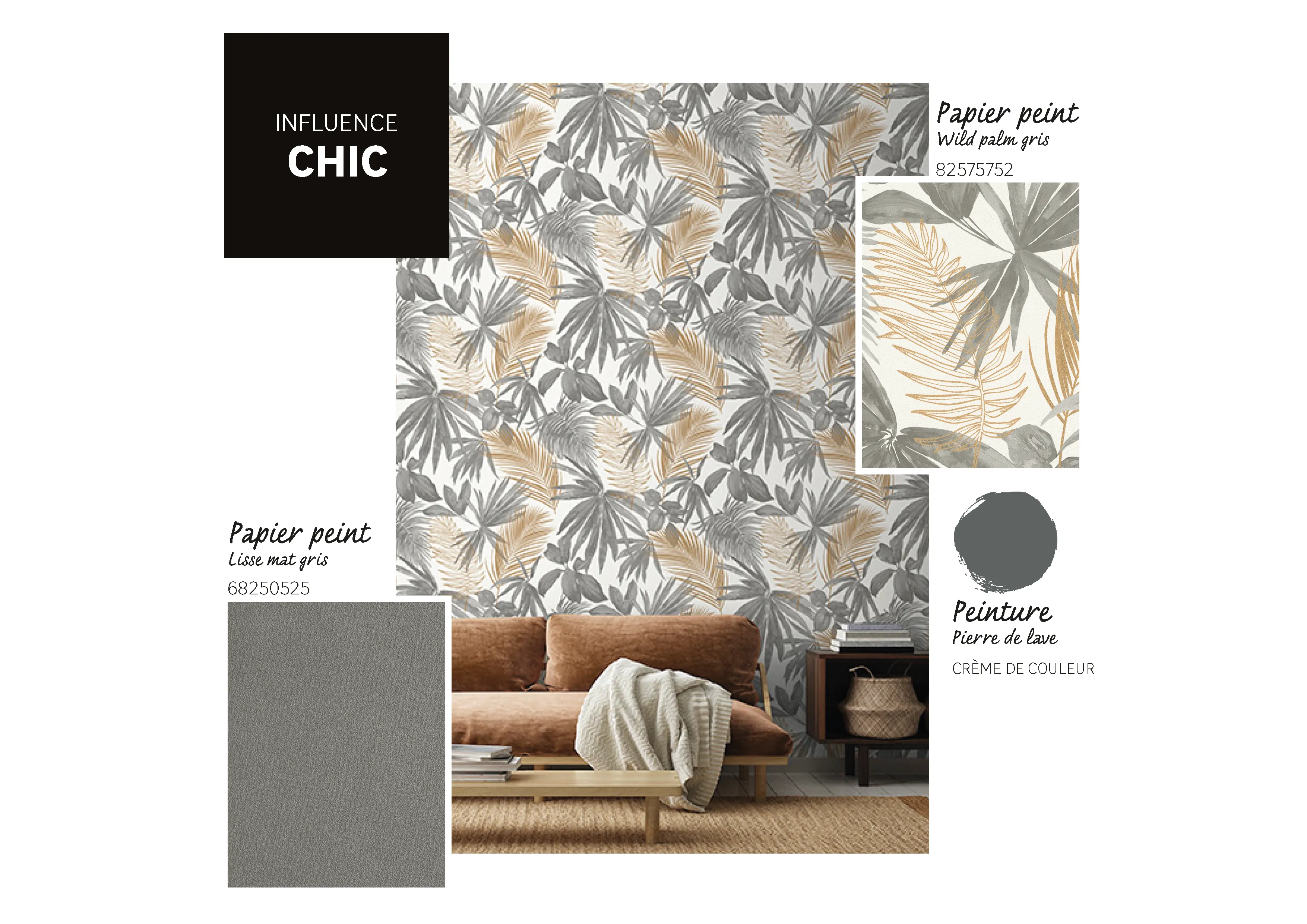 Papel de parede PALMEIRA TROPICAL GRIS - 3