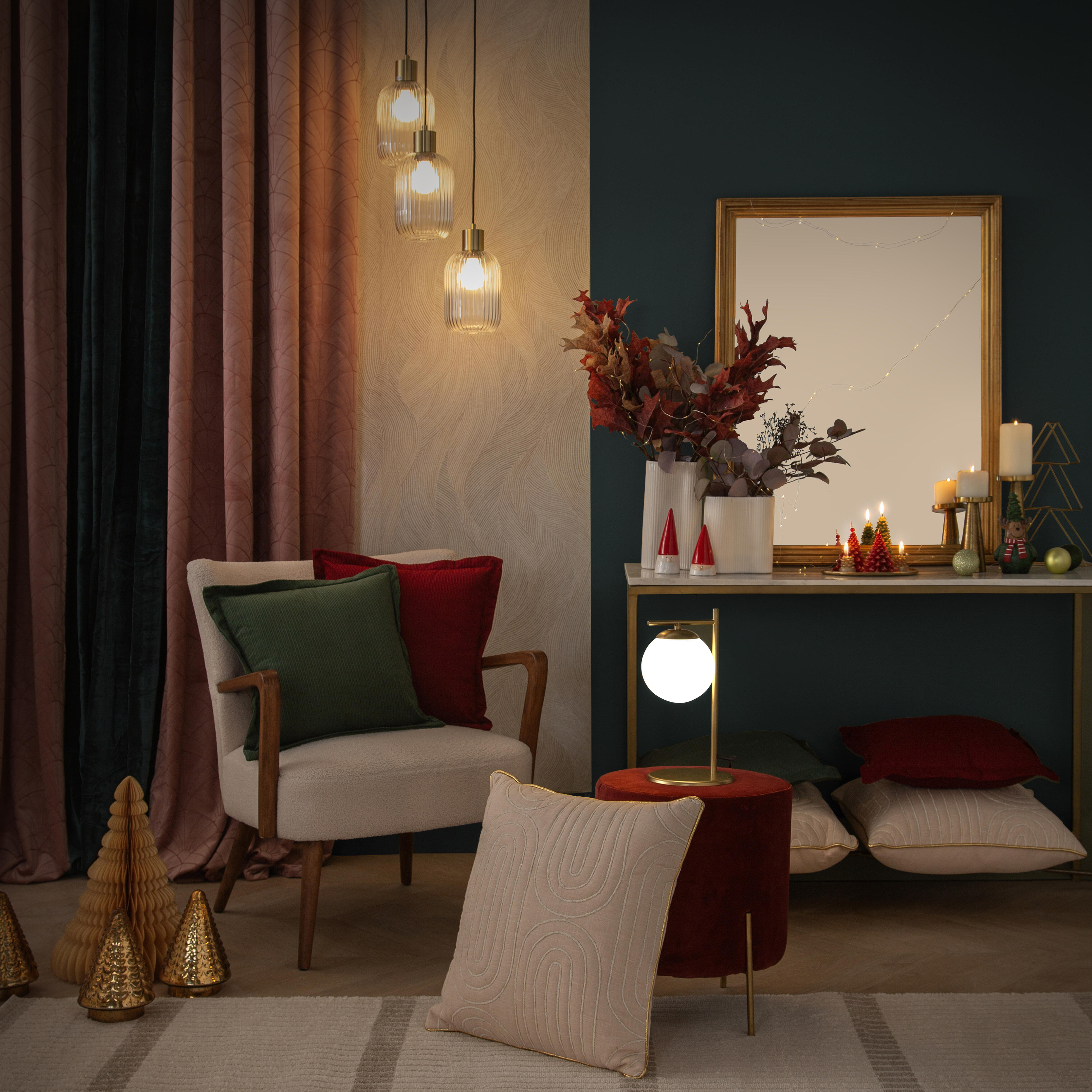 Candeeiro de teto suspenso redondo DIPSY 3 luzes E27 D25cm vidro inspire - 4