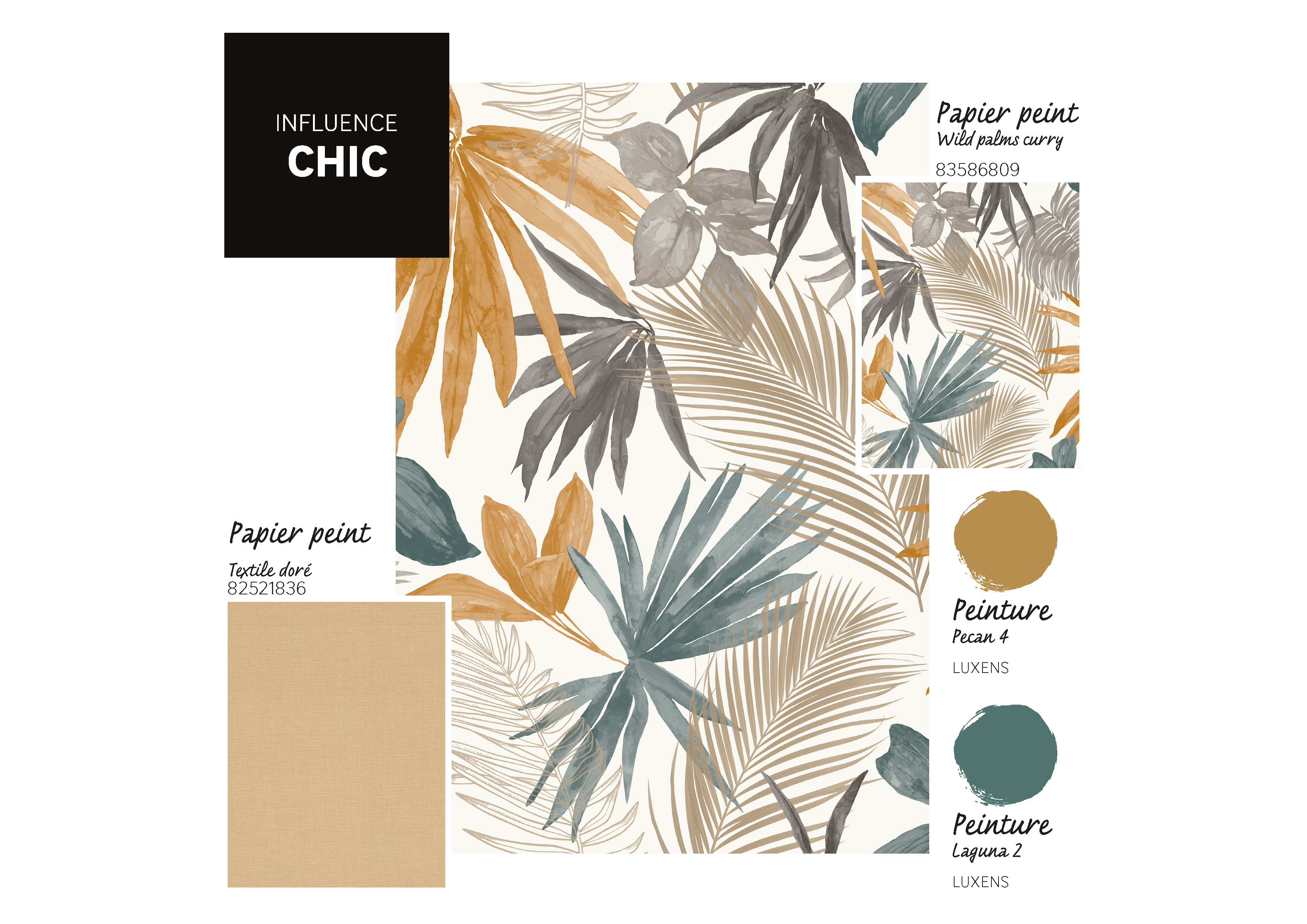 Papier peint intissé Feuille Wild palms jaune - 2